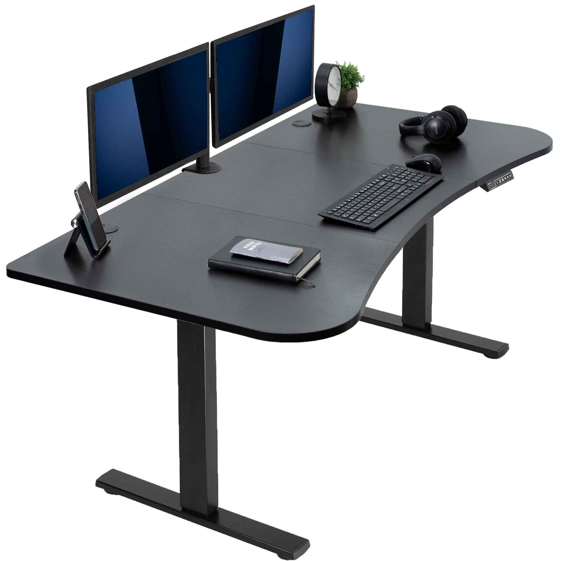 Carbon Fiber, electric, sit to stand, height adjustable desk.