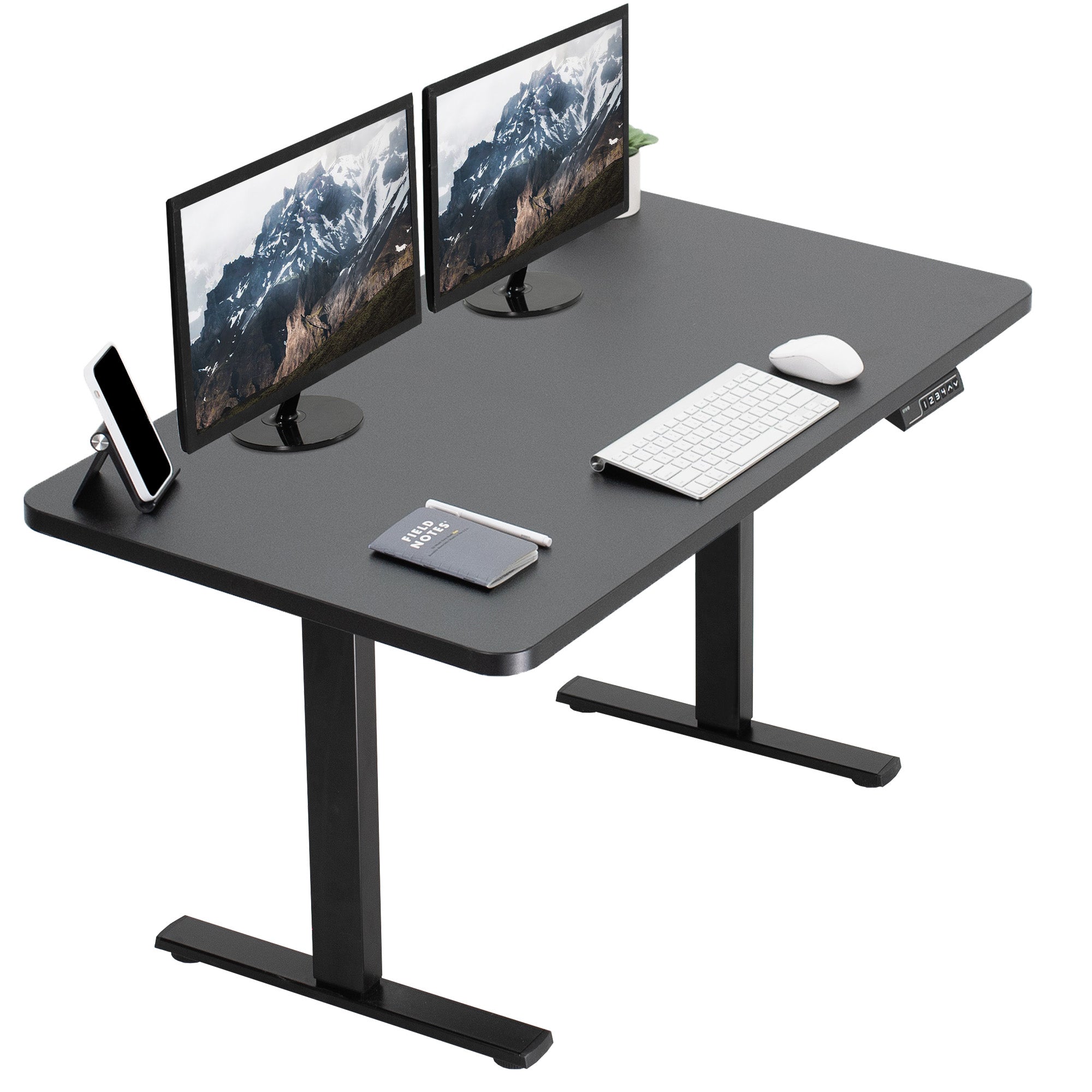 Sturdy ergonomic sit or stand active desk workstation with adjustable height using smart control panel.