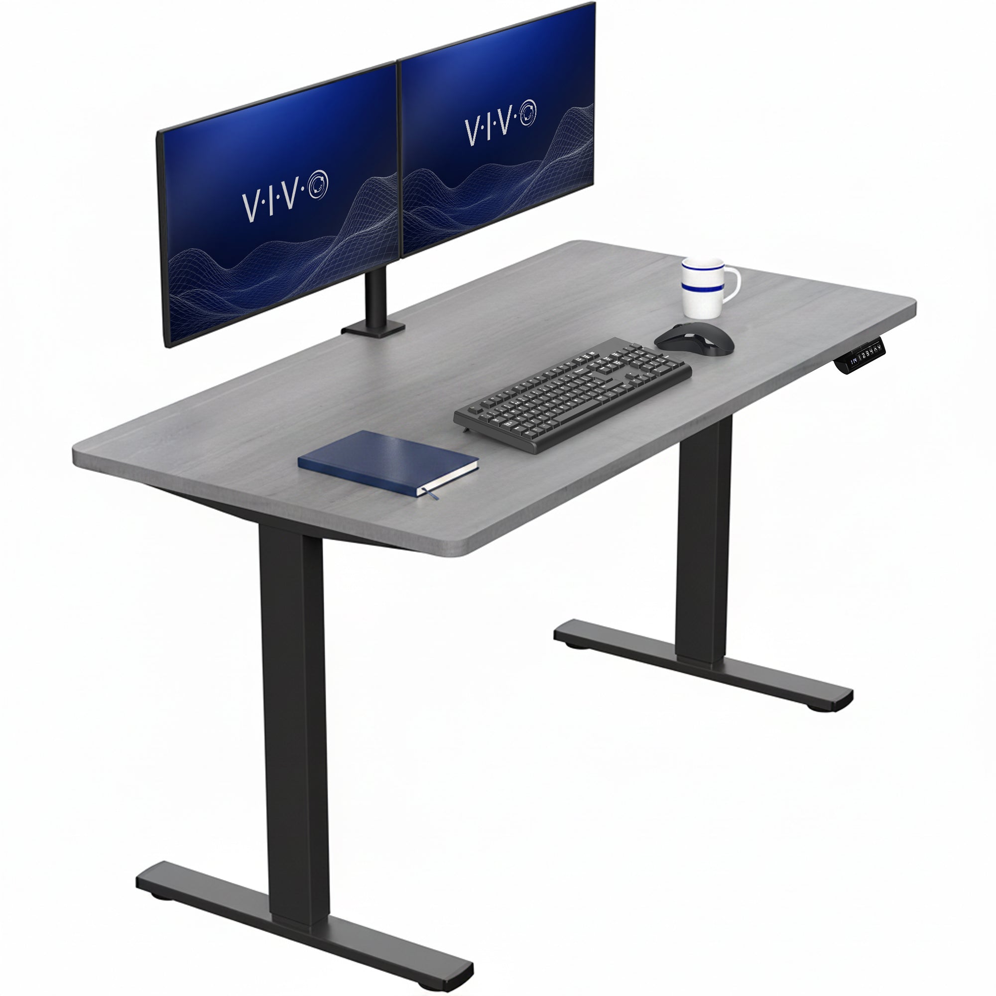 Sturdy ergonomic sit or stand active desk workstation with adjustable height using smart control panel.