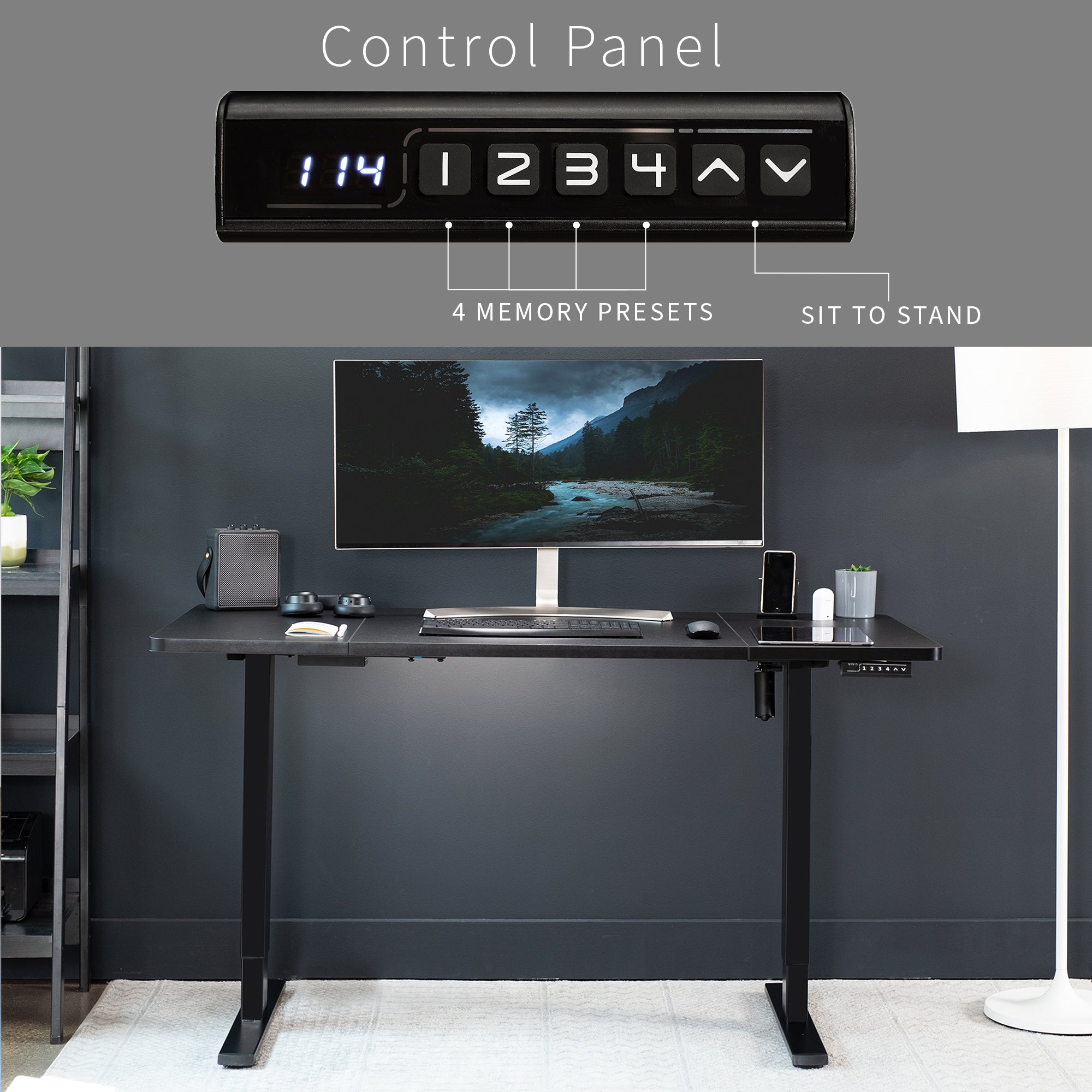 Standing height adjustable electric desk from VIVO.