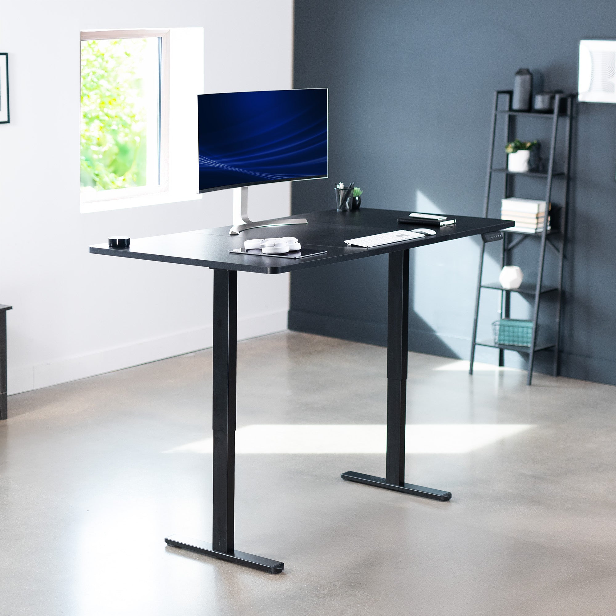 71 x 36 inch dual motor electric desk featuring smart controller height adjustment with memory settings