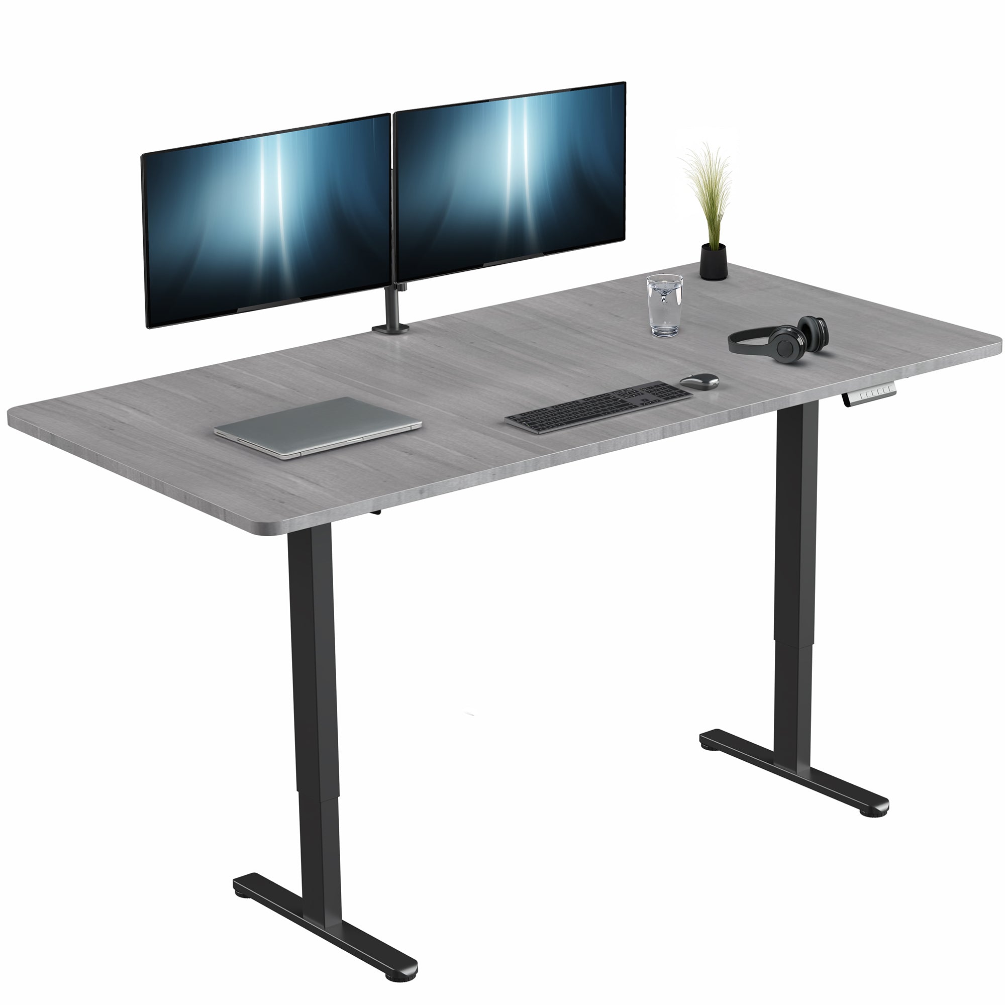 71 x 36 inch dual motor electric desk featuring smart controller height adjustment with memory settings
