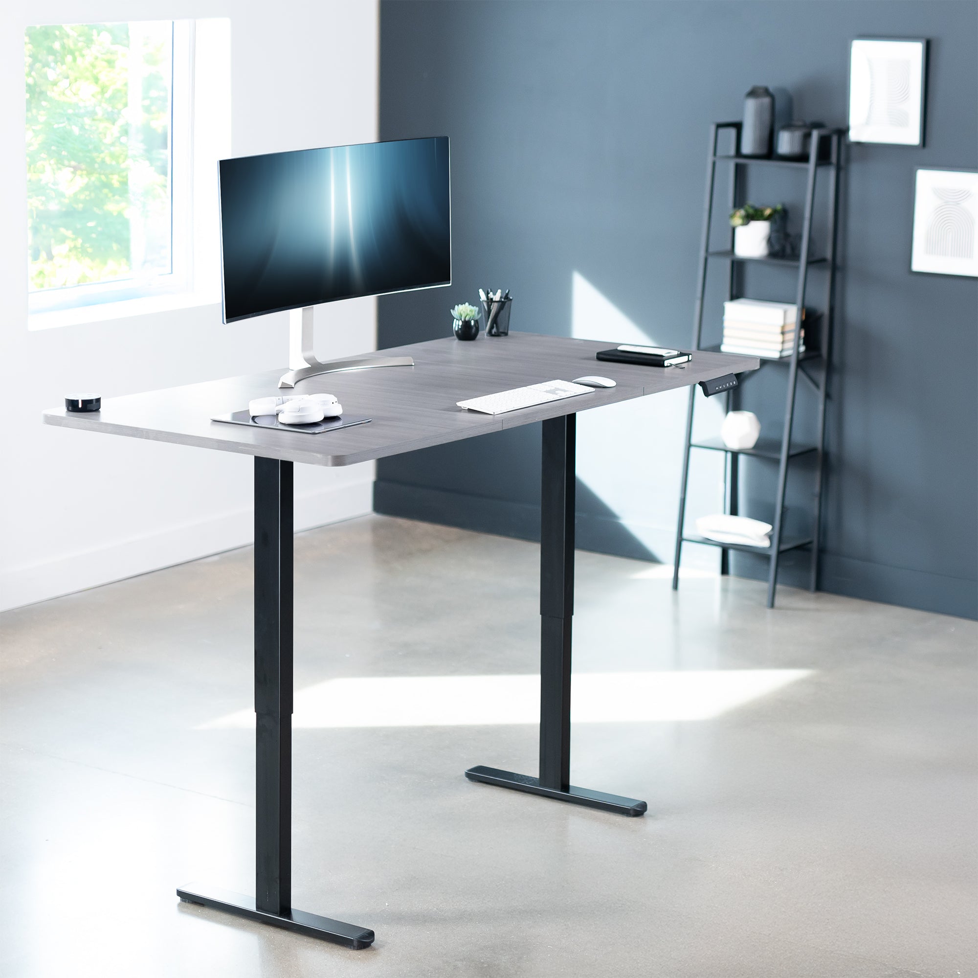 71 x 36 inch dual motor electric desk featuring smart controller height adjustment with memory settings
