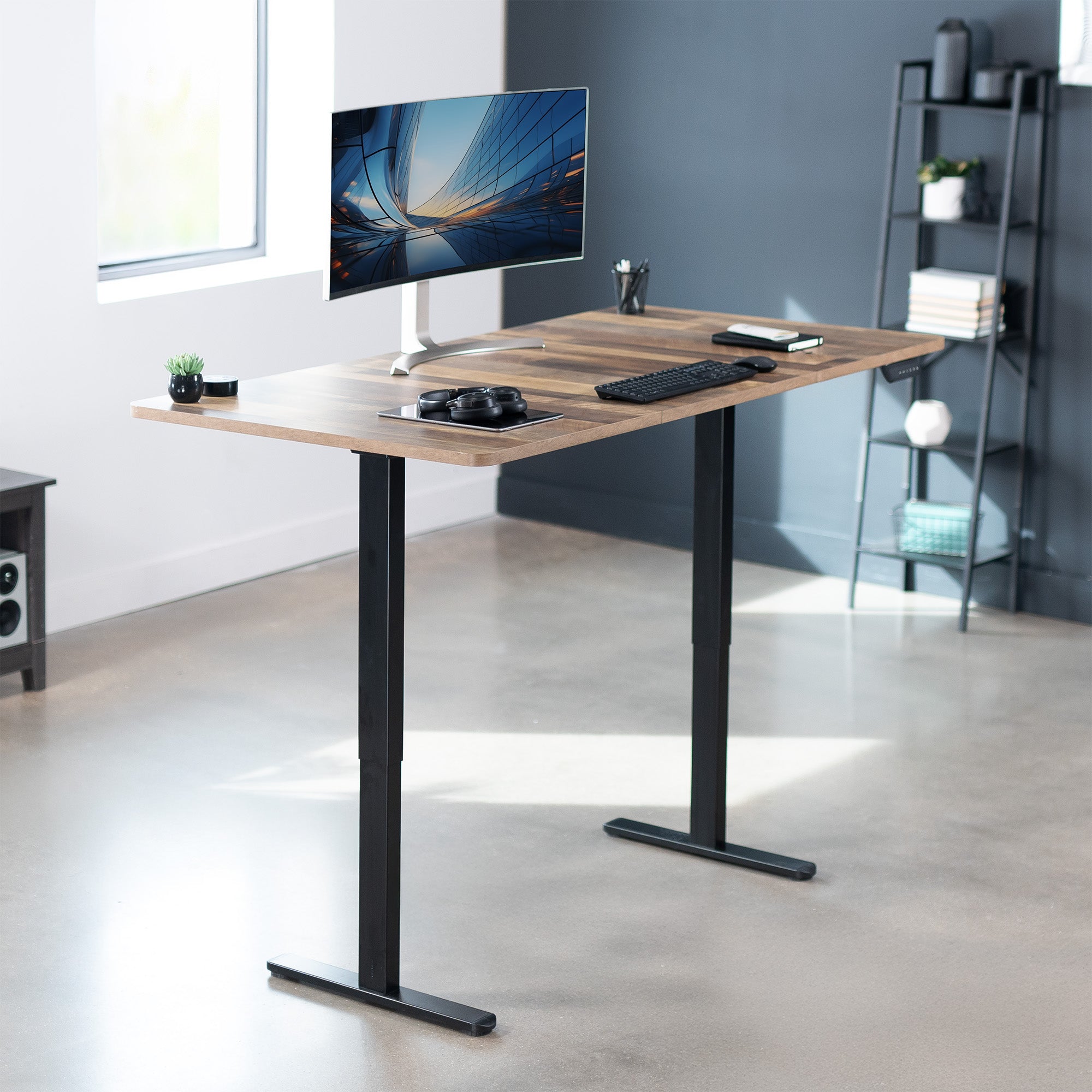 71 x 36 inch dual motor electric desk featuring smart controller height adjustment with memory settings