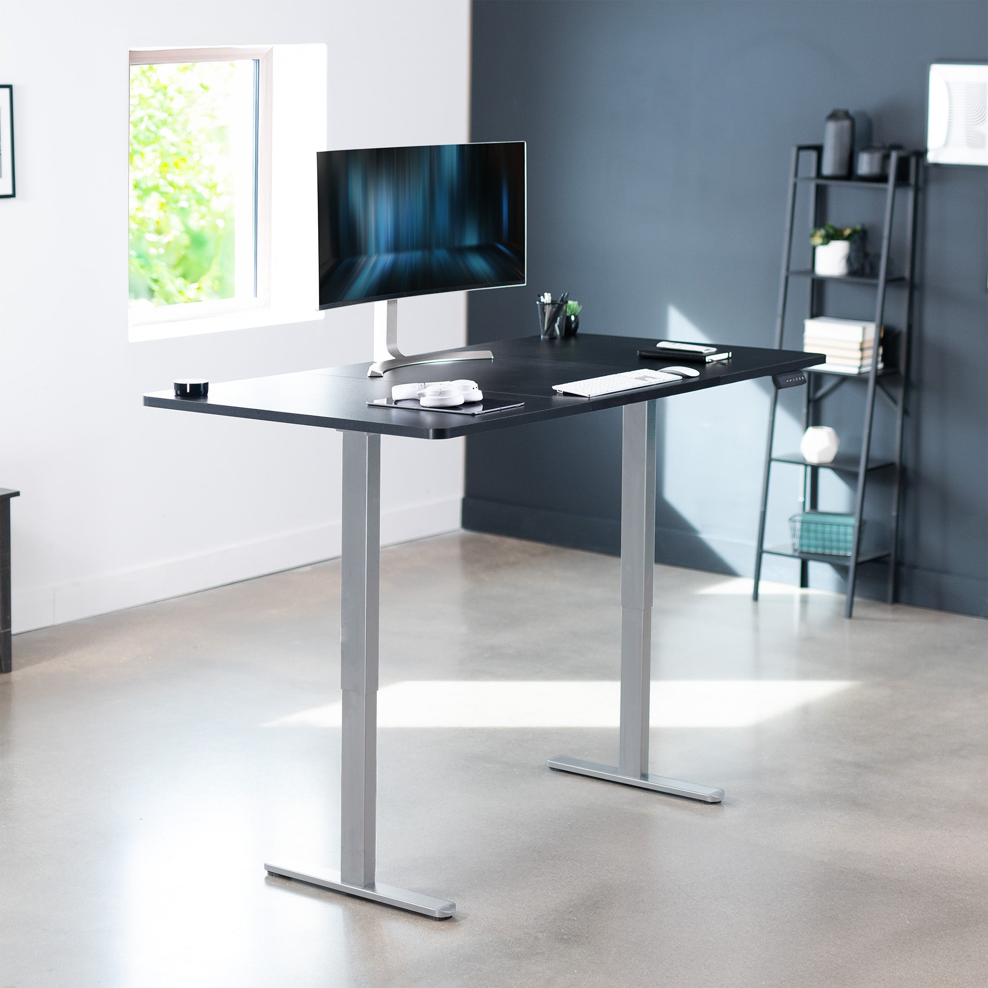 71 x 36 inch dual motor electric desk featuring smart controller height adjustment with memory settings