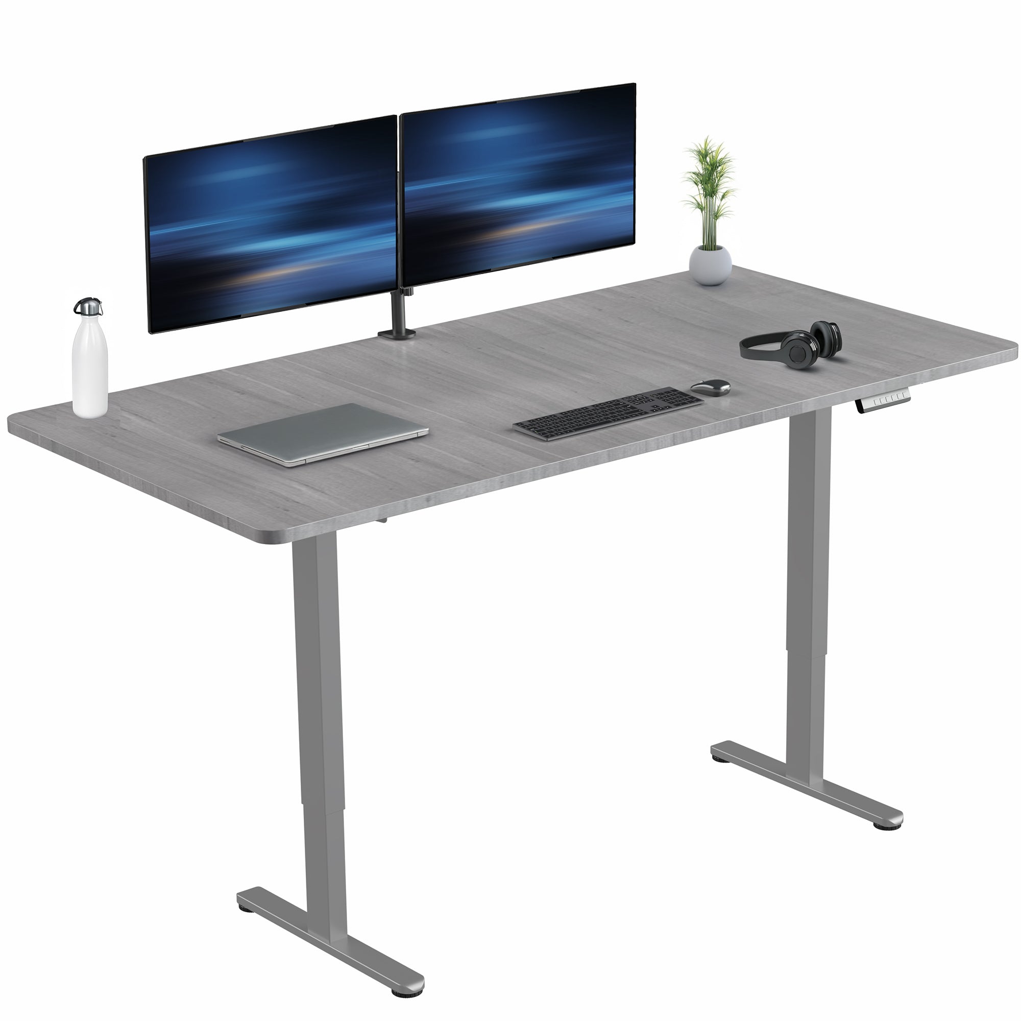 71 x 36 inch dual motor electric desk featuring smart controller height adjustment with memory settings