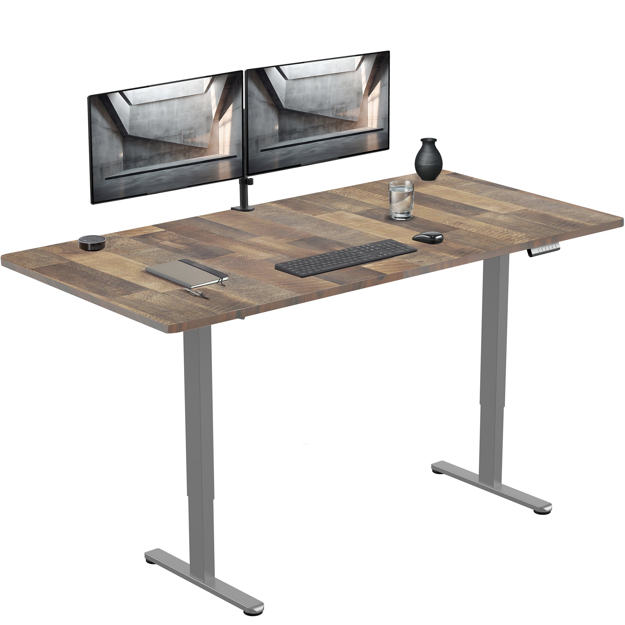 71 x 36 inch dual motor electric desk featuring smart controller height adjustment with memory settings