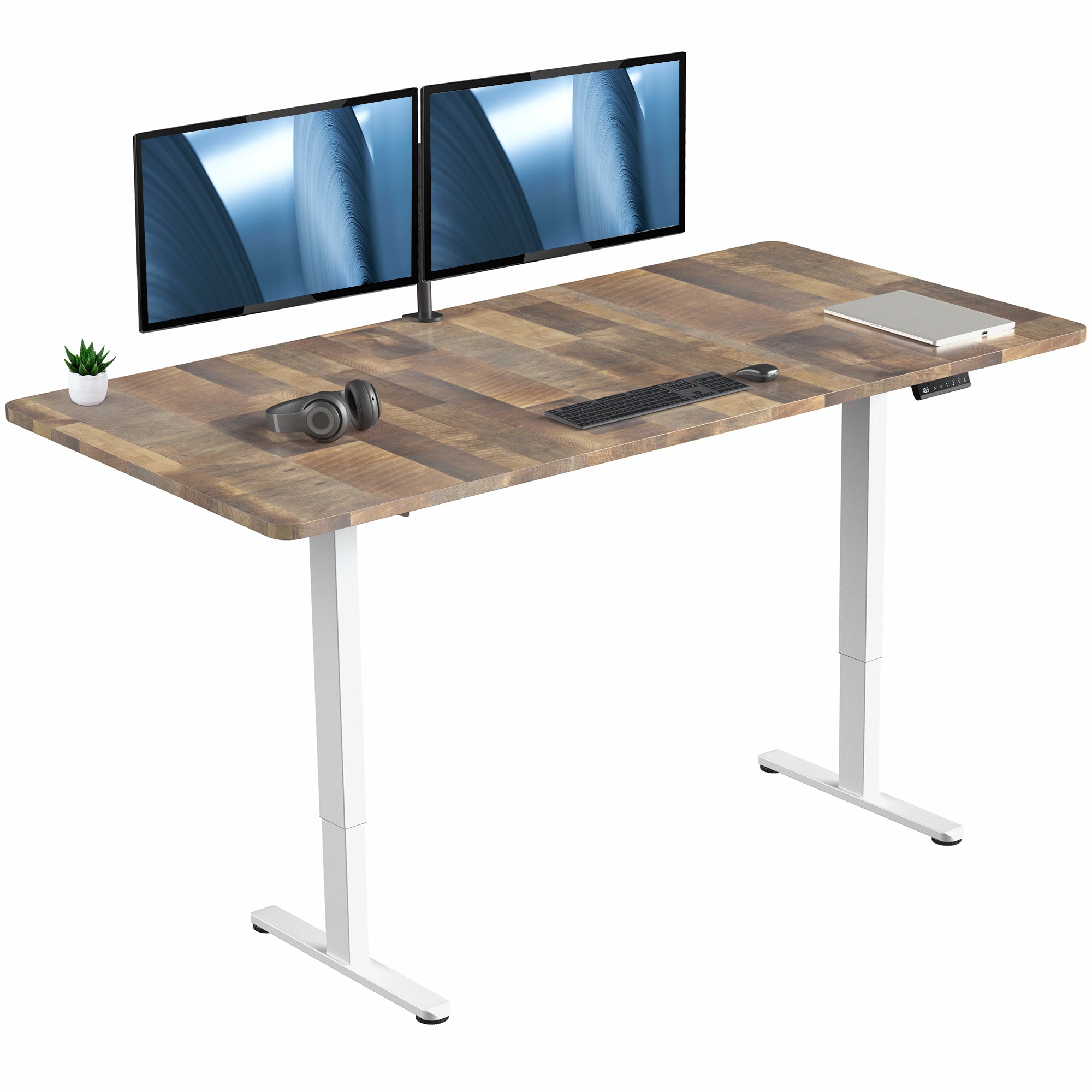 71 x 36 inch dual motor electric desk featuring smart controller height adjustment with memory settings