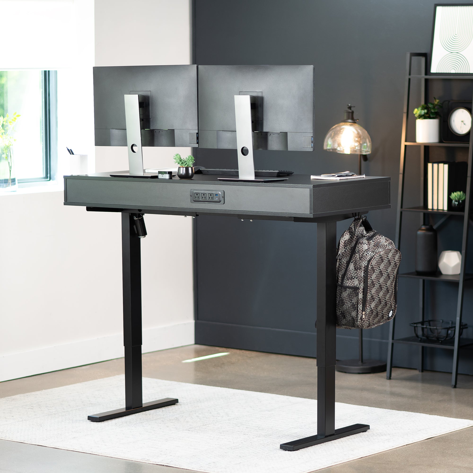 55" x 24" Table Top with Drawers & Built-in Power Strip