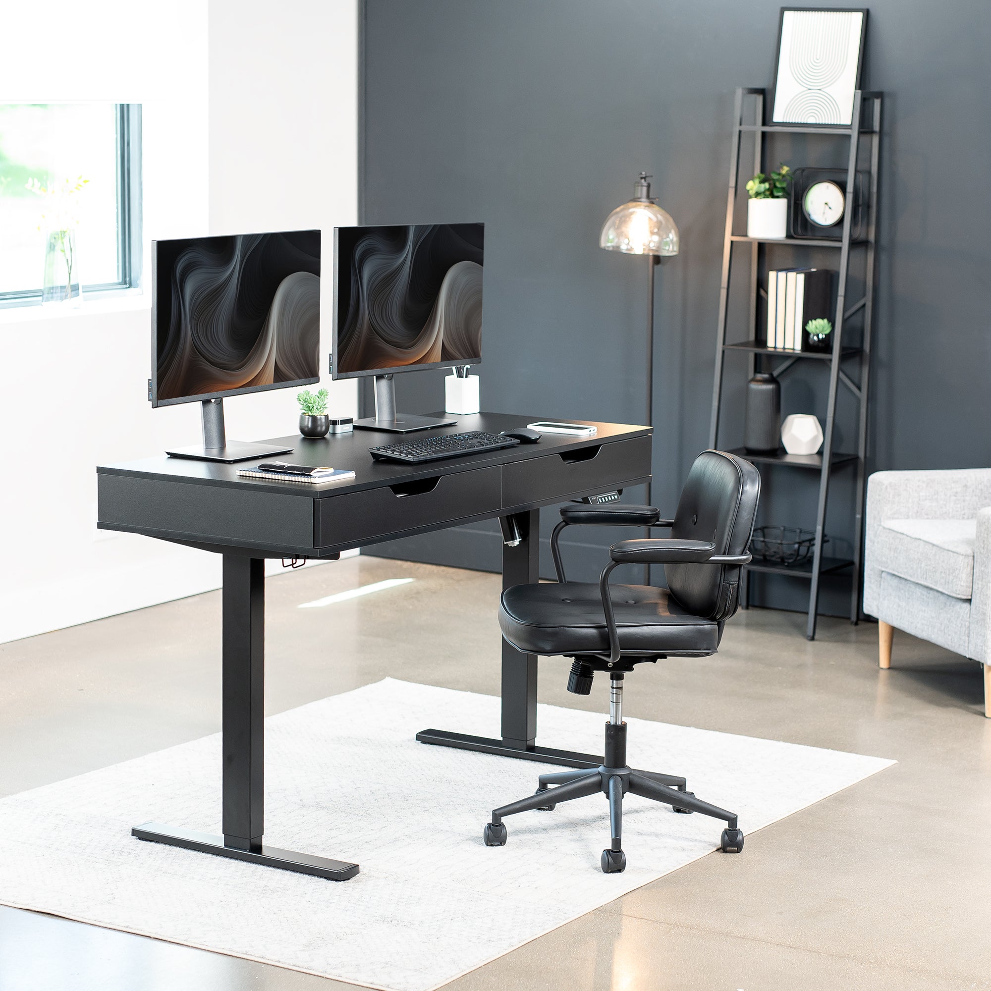 55" x 24" Table Top with Drawers & Built-in Power Strip