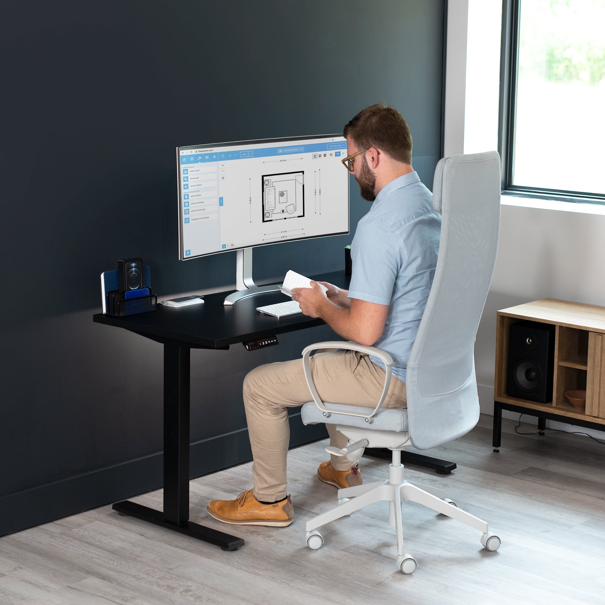 55 x 24 inch Universal Solid One-Piece Square Corner Table Top for Standard and Sit to Stand Height Adjustable Home and Office Desk Frames