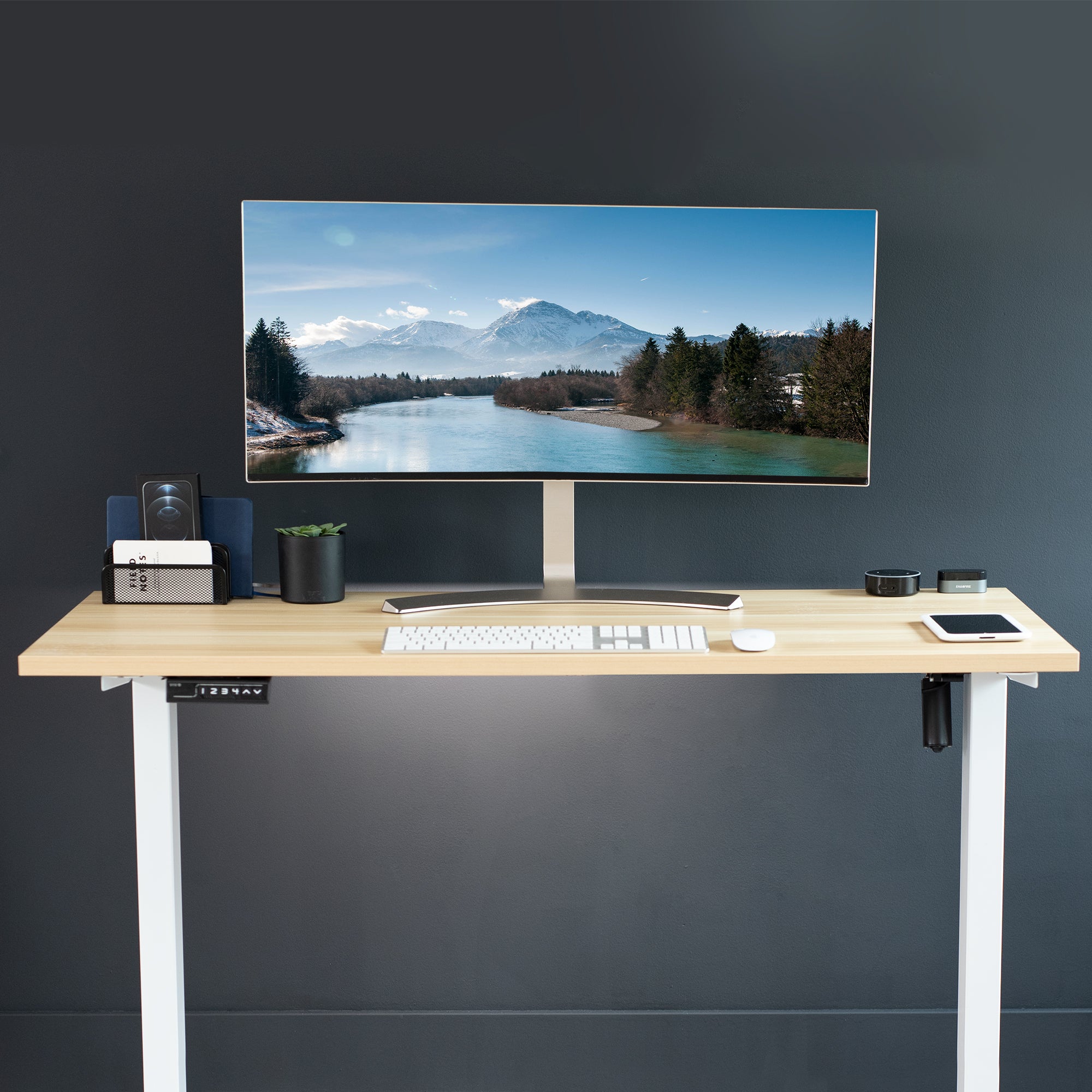 55 x 24 inch Universal Solid One-Piece Square Corner Table Top for Standard and Sit to Stand Height Adjustable Home and Office Desk Frames