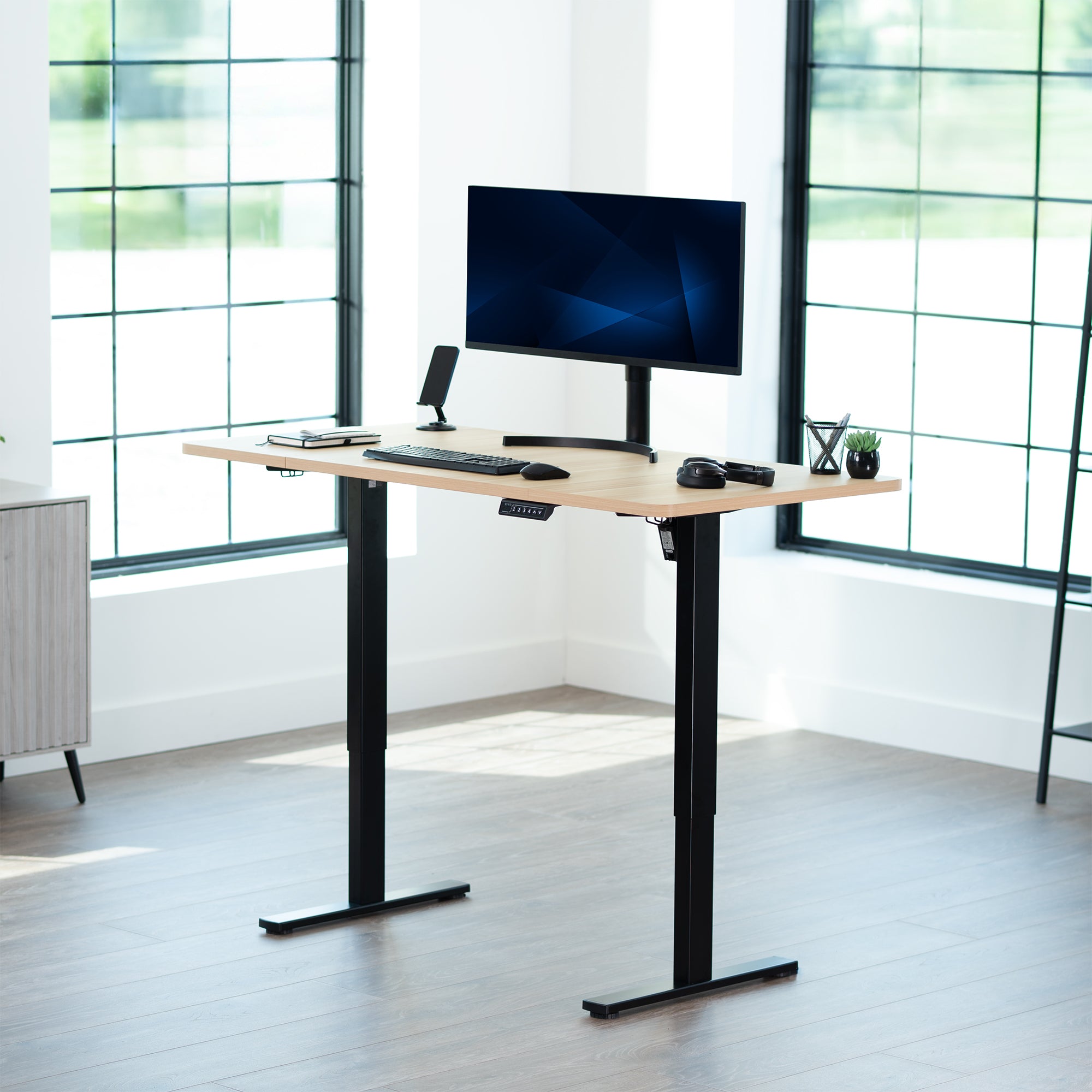 Sturdy desk tabletop for sit or stand electric or manual desk frames.
