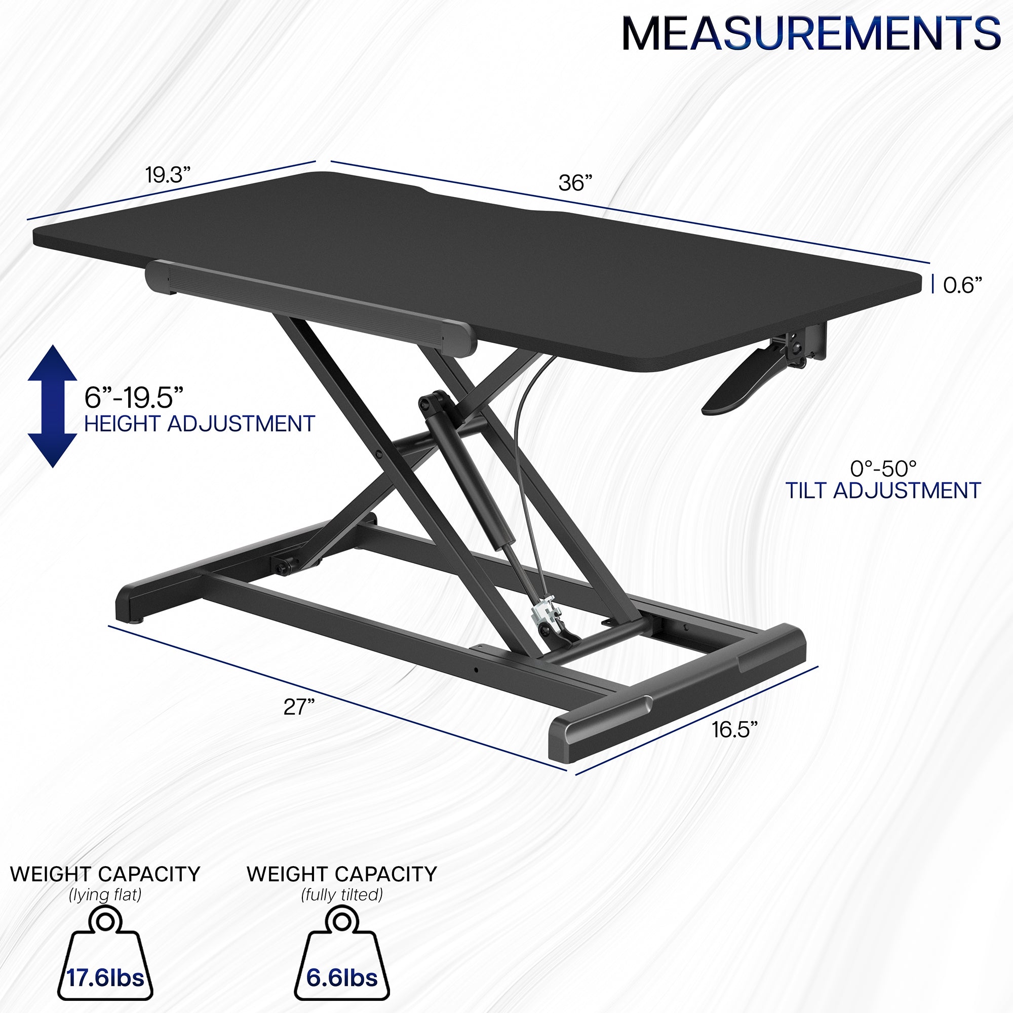 36" Single Top Tilting Desk Riser