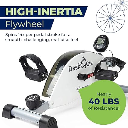 Under Desk Bike Pedal Exerciser with Nearly 40 Pounds of Resistance