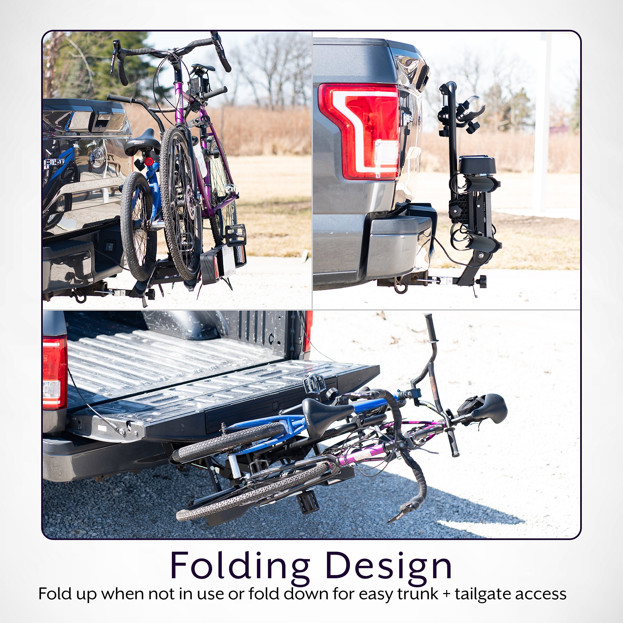 Adjustable Hitch Bike Rack with Taillights and License Plate Holder