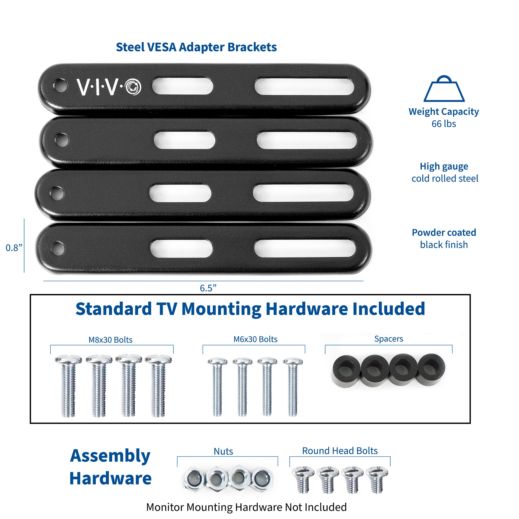 Sturdy VESA LCD screen adapter.