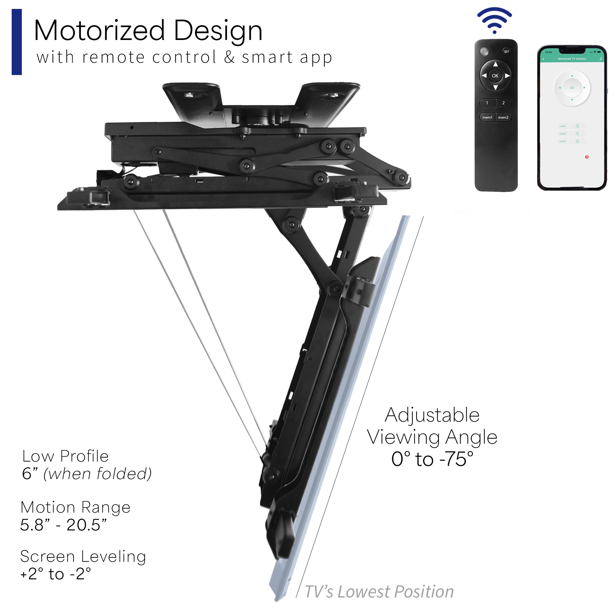 Electric Flip Down Swiveling Ceiling TV Mount for 32 to 70 inch Screens