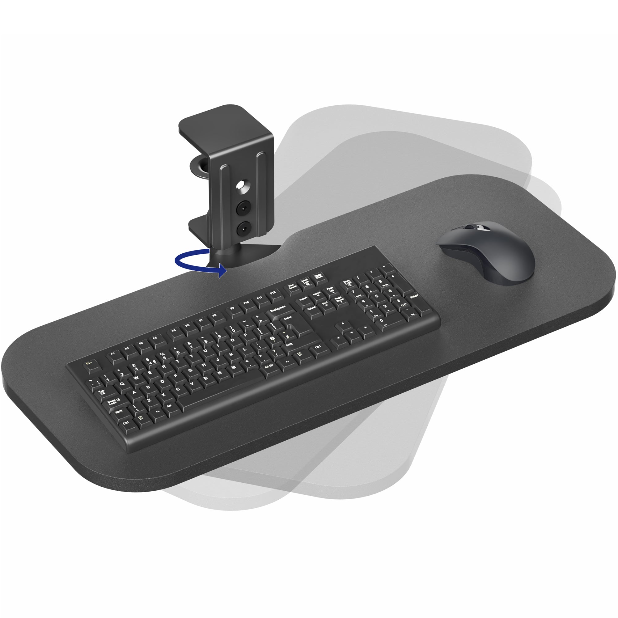 Single Clamp Rotating Keyboard Tray
