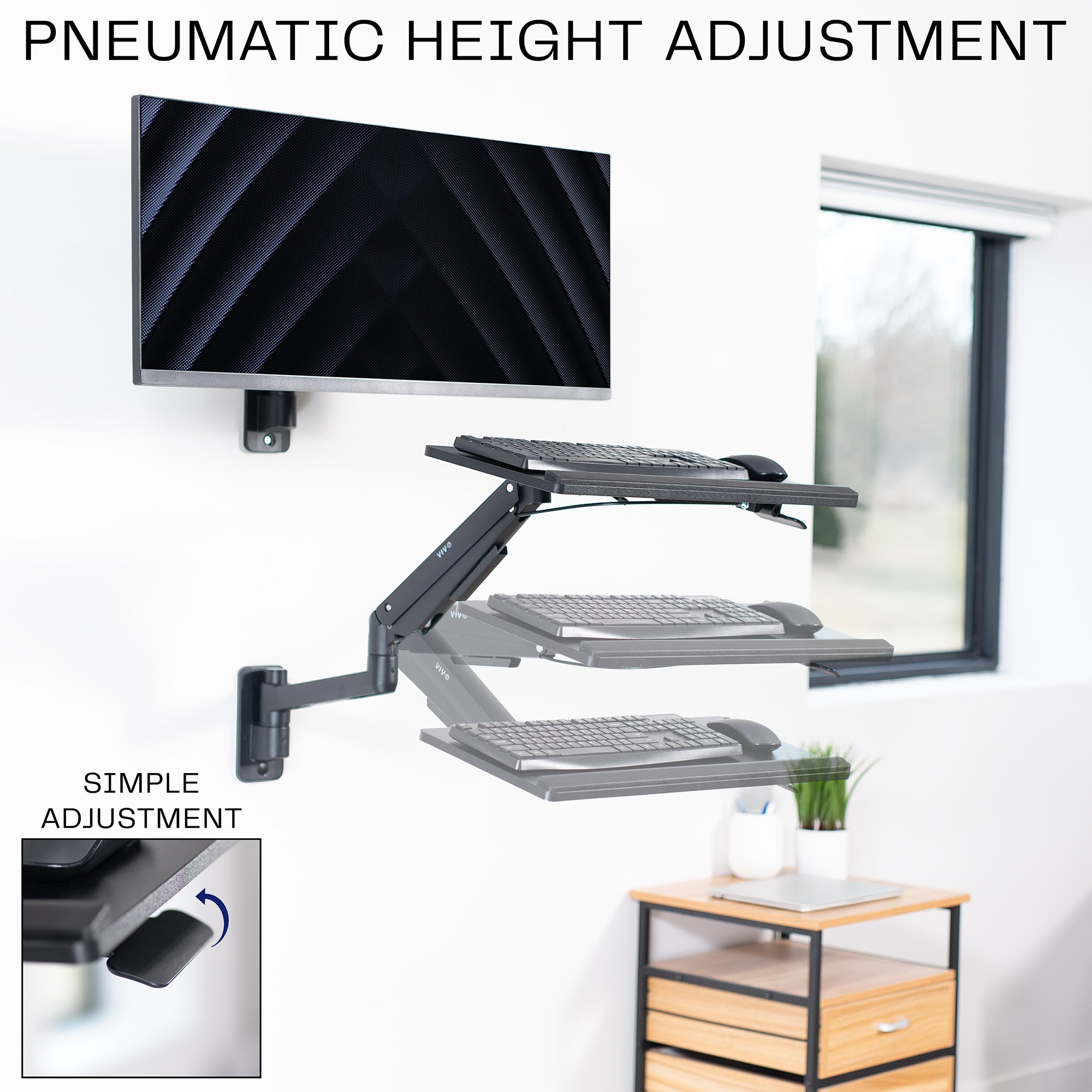Pneumatic Wall Mounted Keyboard Tray