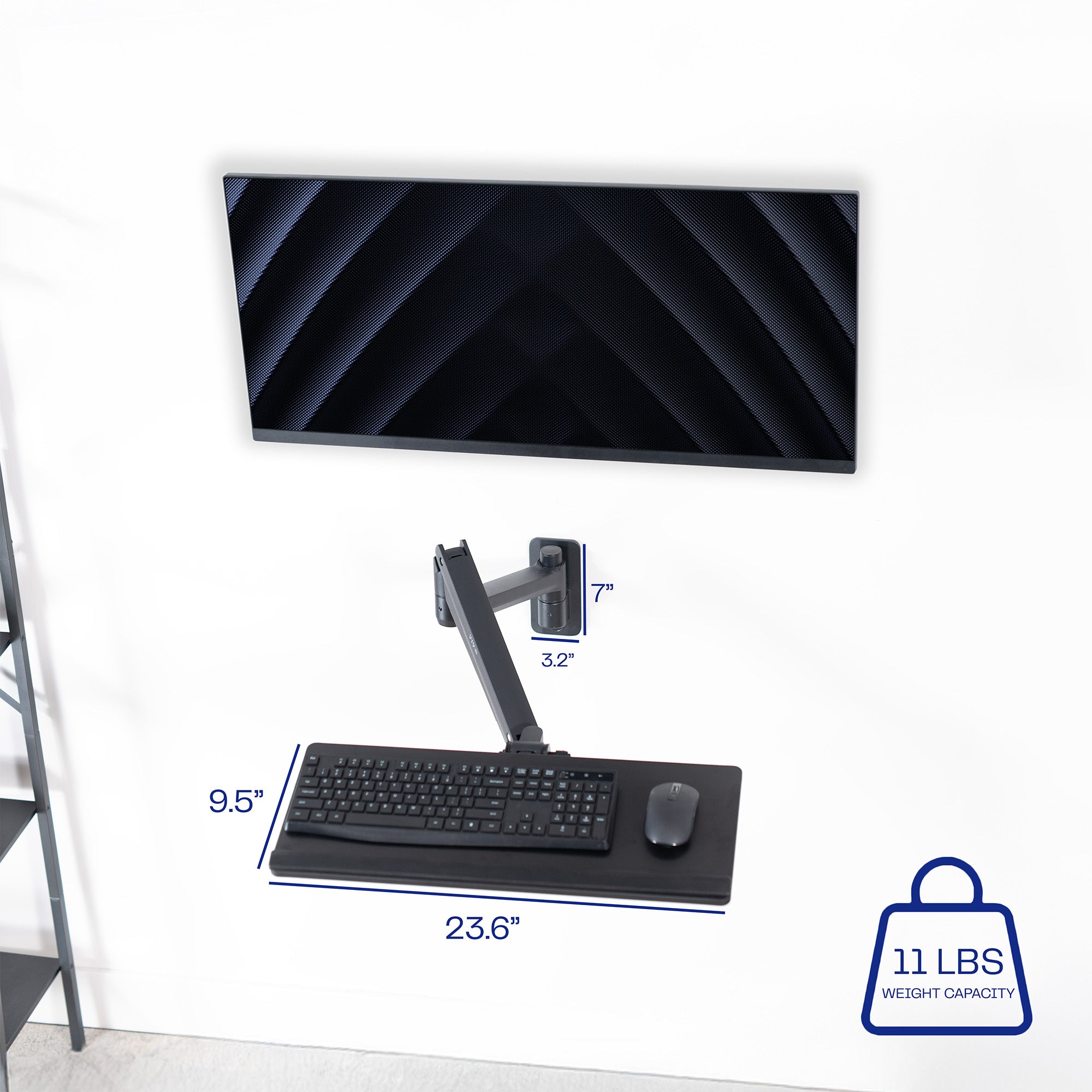 Pneumatic Wall Mounted Keyboard Tray