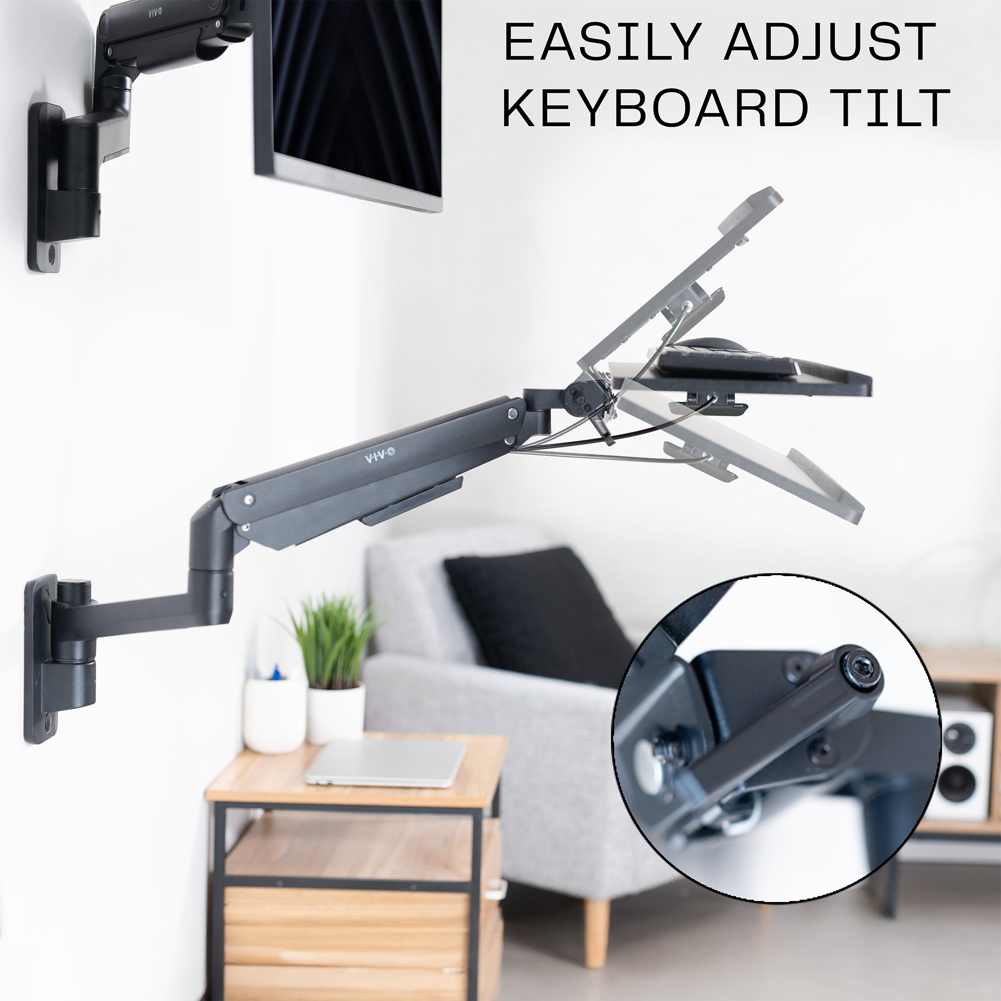 Pneumatic Wall Mounted Keyboard Tray