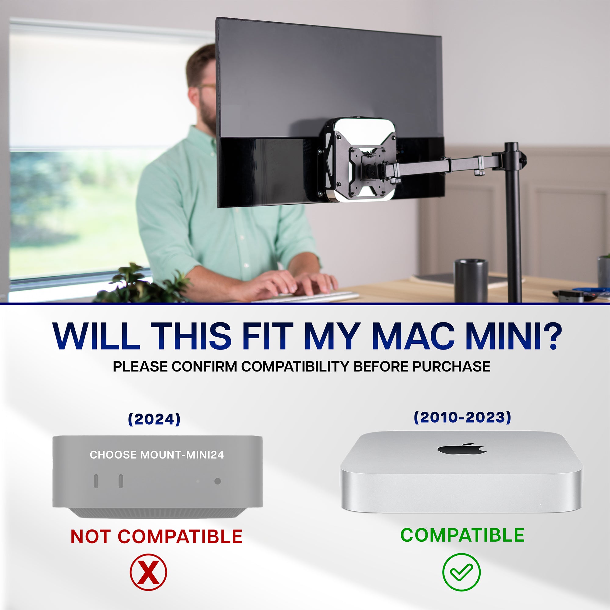 Behind Monitor VESA Mount Designed for Mac Mini CPU, 2010-2023 Models, Monitor Arm Computer Holder