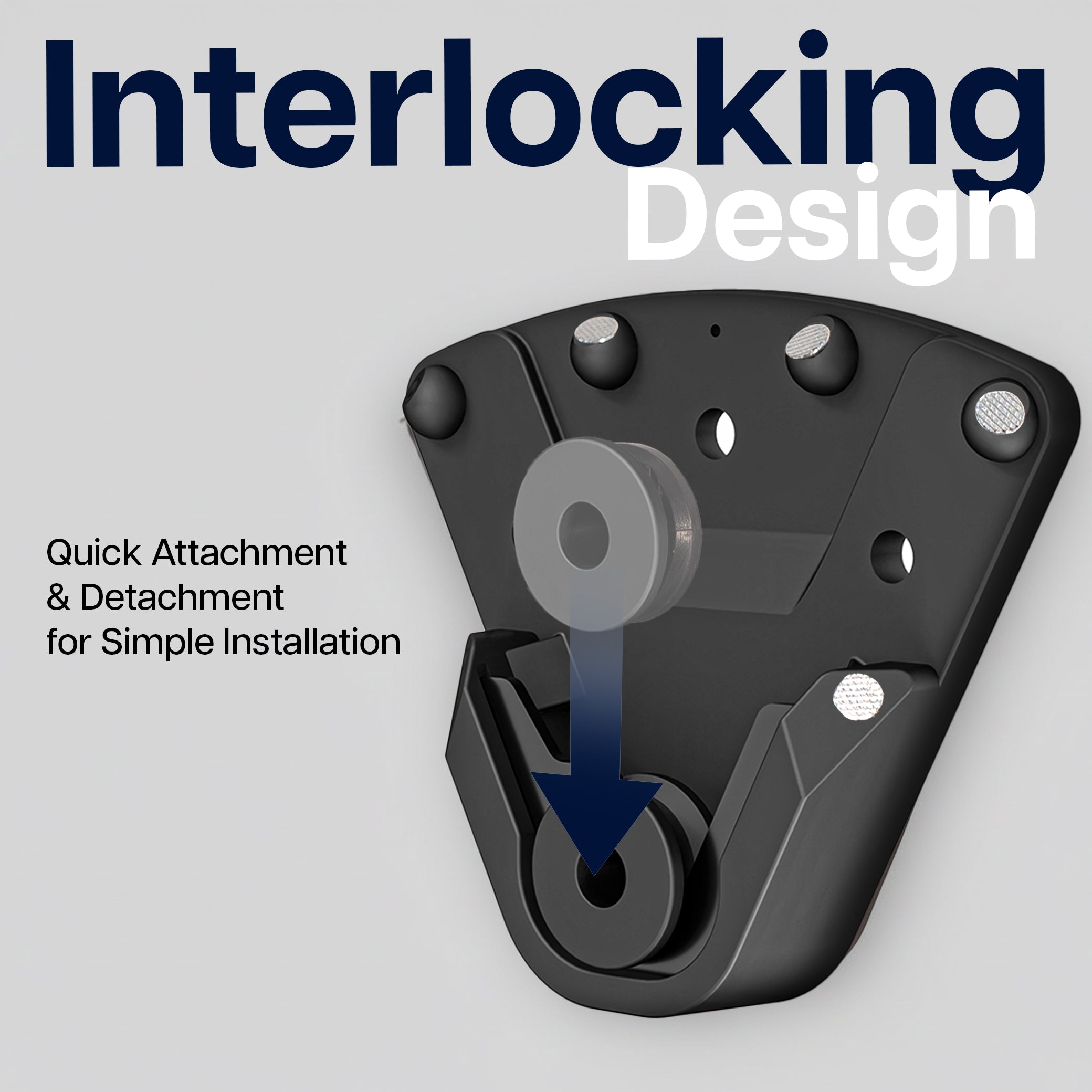 Diagram showing the interlocking design of the zero stud mount