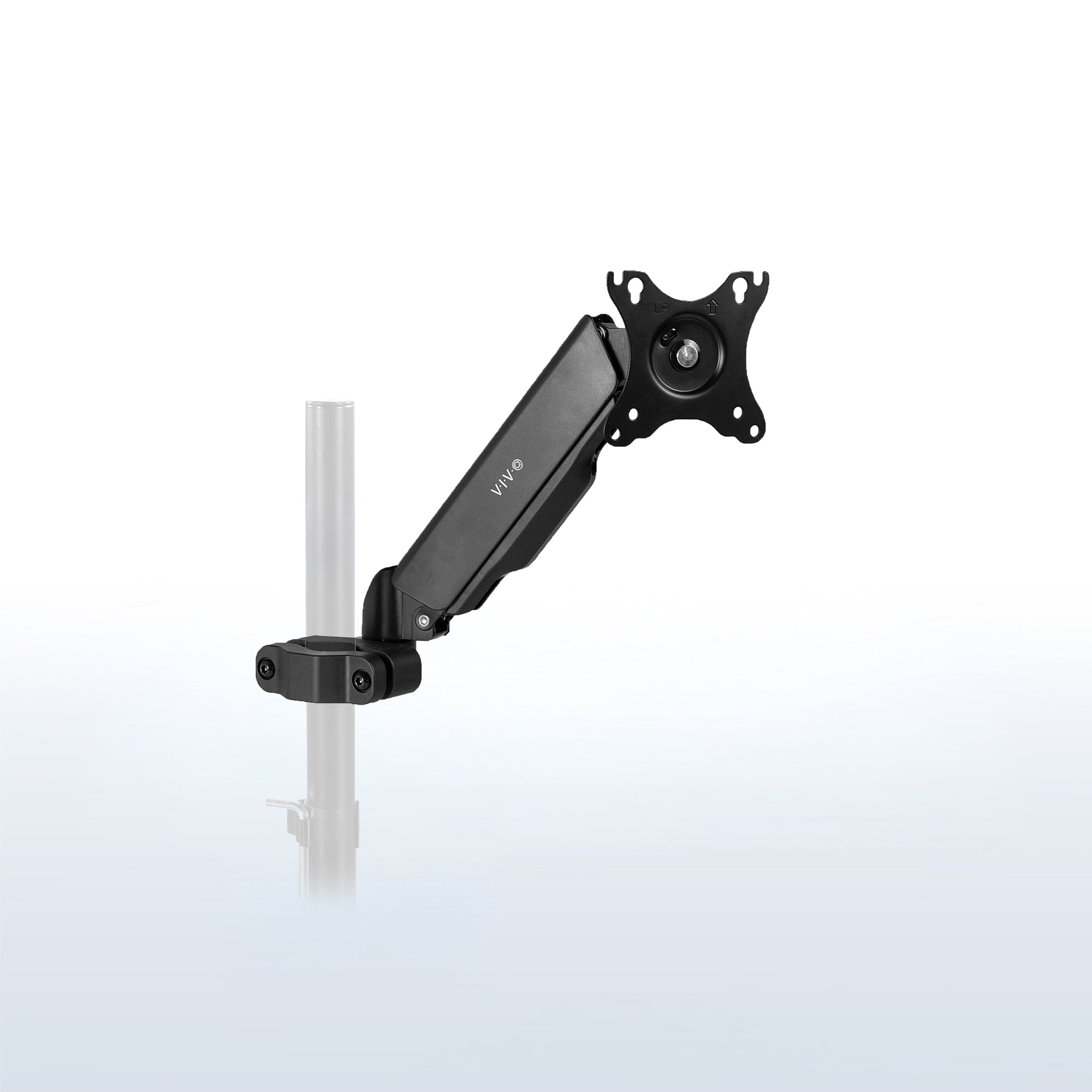 Pole mounted monitor arm to add mounting capability to your existing monitor mount pole for an advanced office space setup.