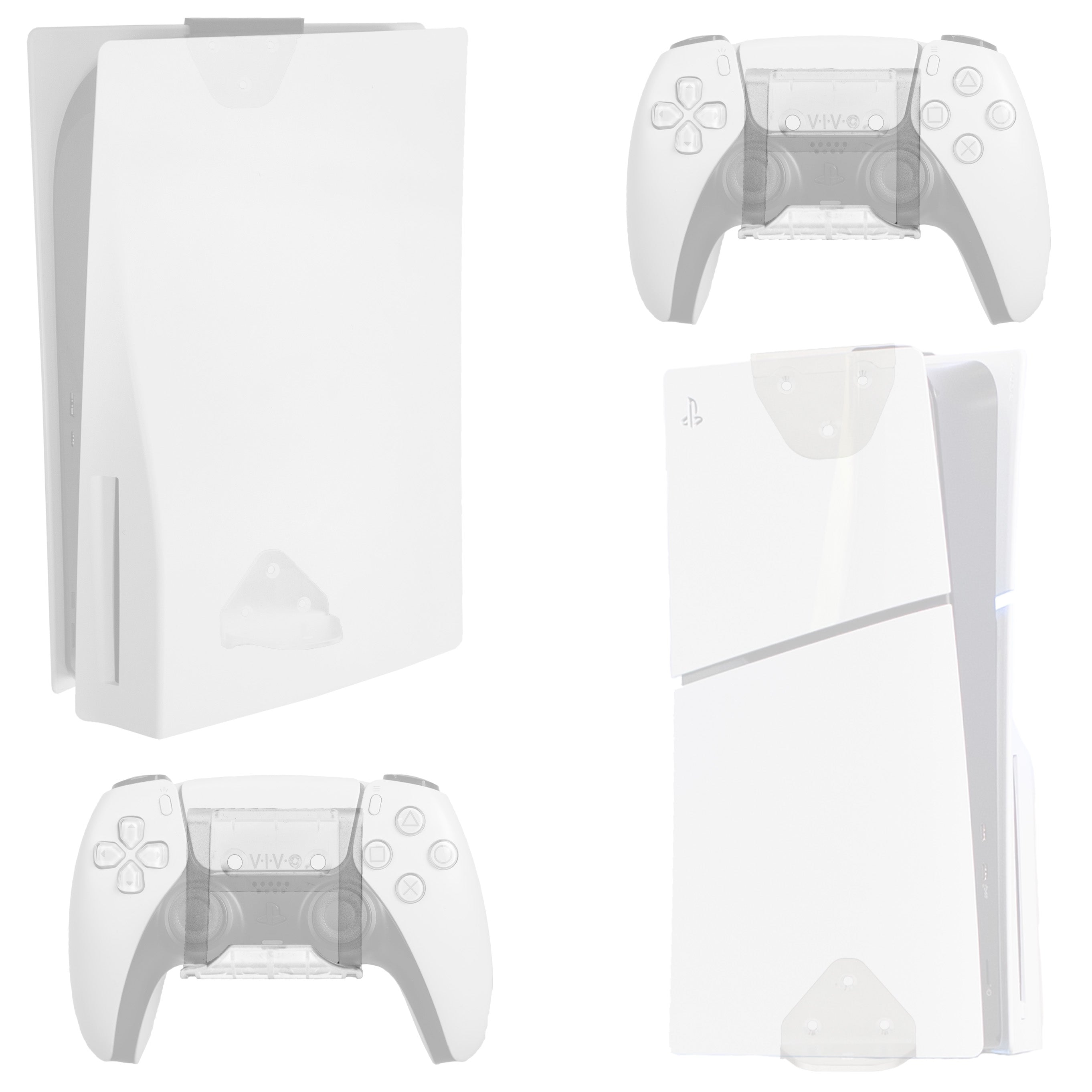 2-in-1 (Wall & Desk) Mount Designed for PS5 & PS5 Slim + 2 Controller Mounts