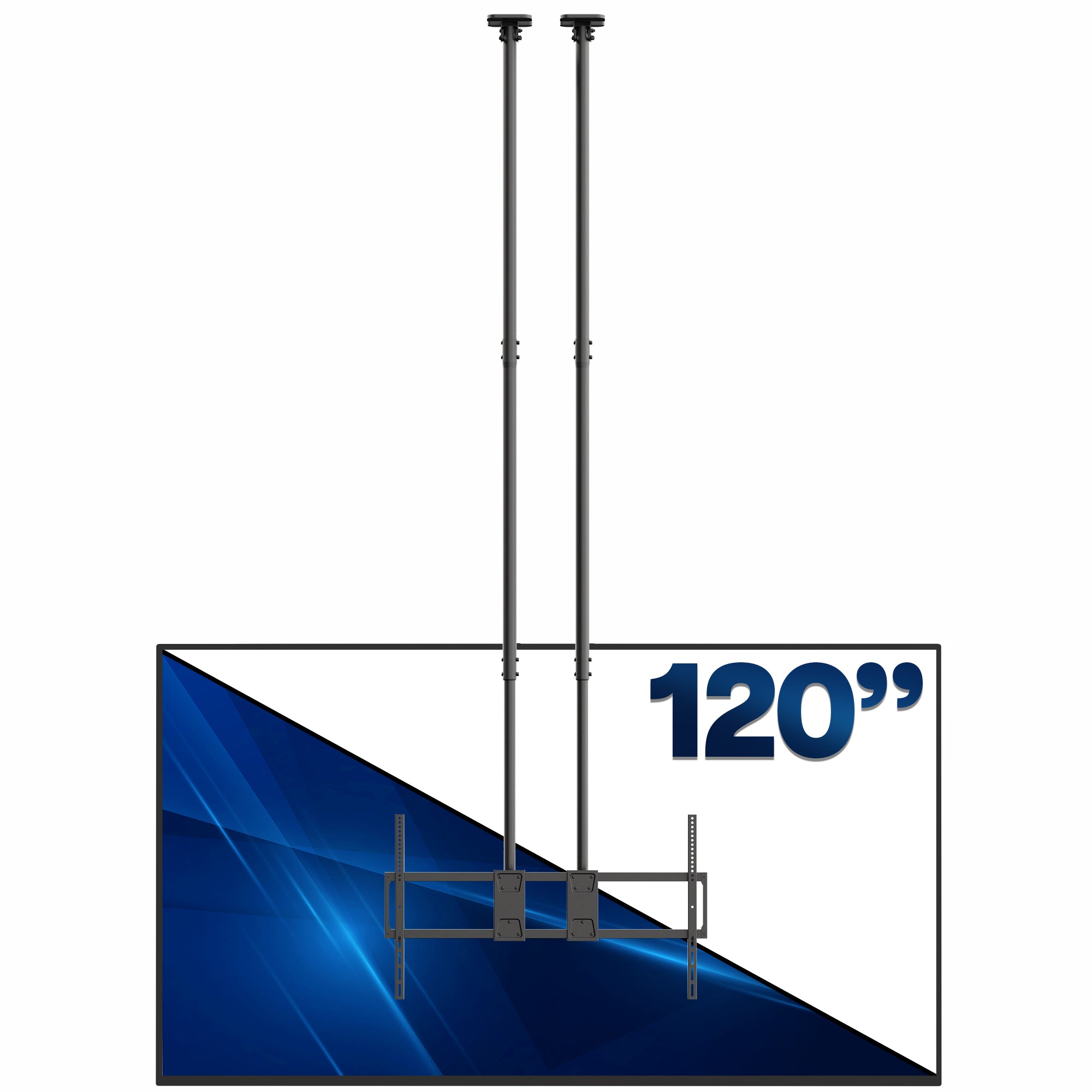 Dual Pole Extra Large 60” to 120” TV Ceiling Mount with Extension Pole