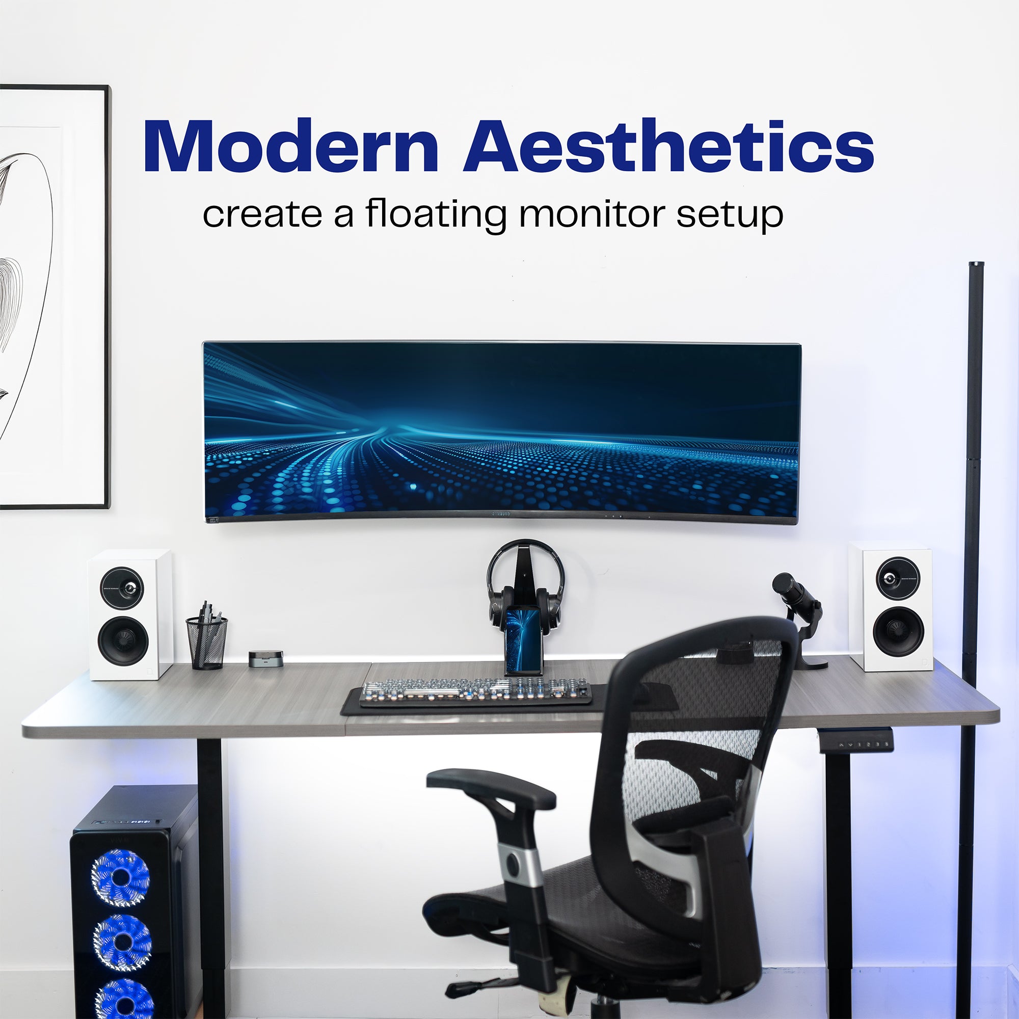 Full Motion Ultrawide Monitor Wall Mount for Screens up to 49"