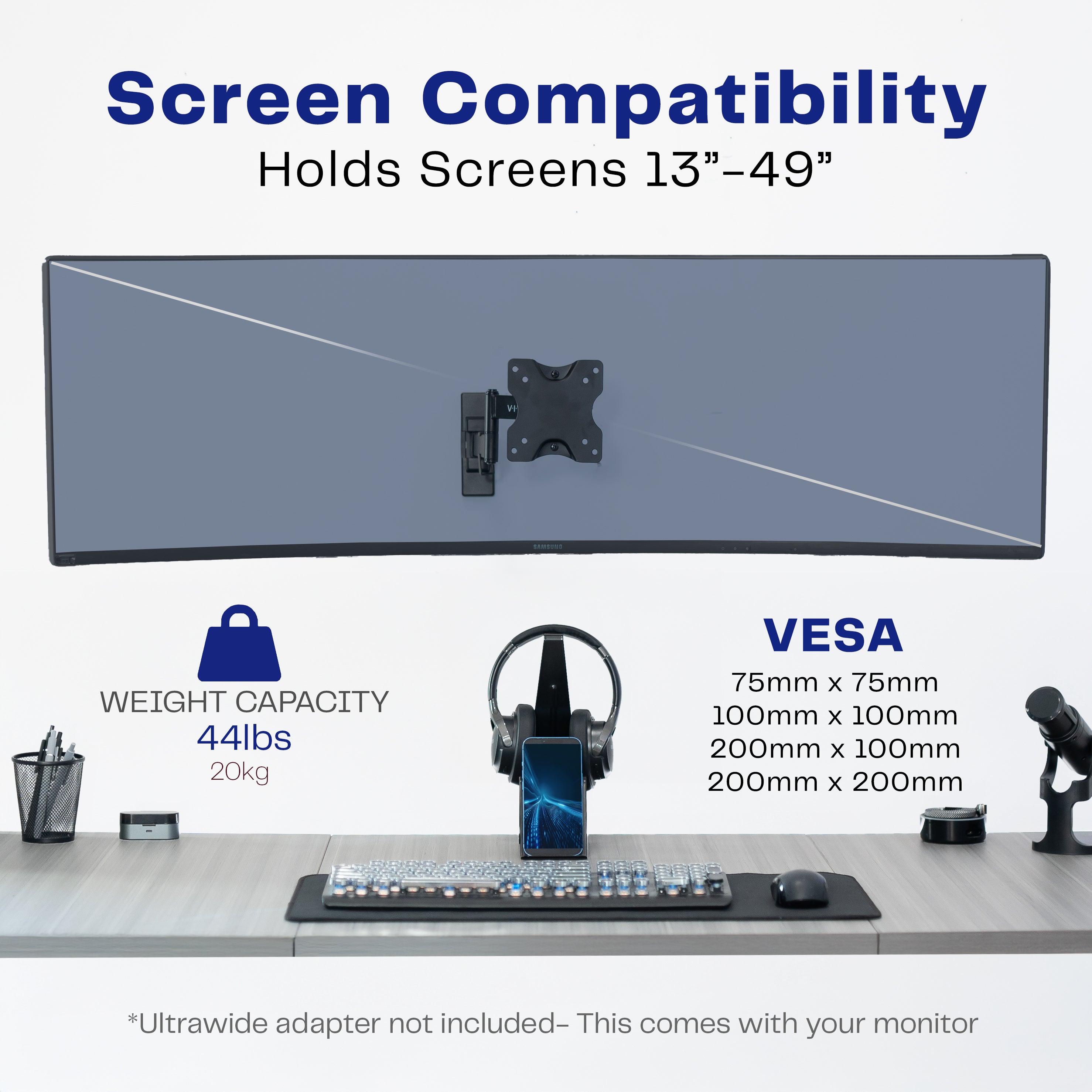 Sturdy adjustable TV wall mount with cable management.