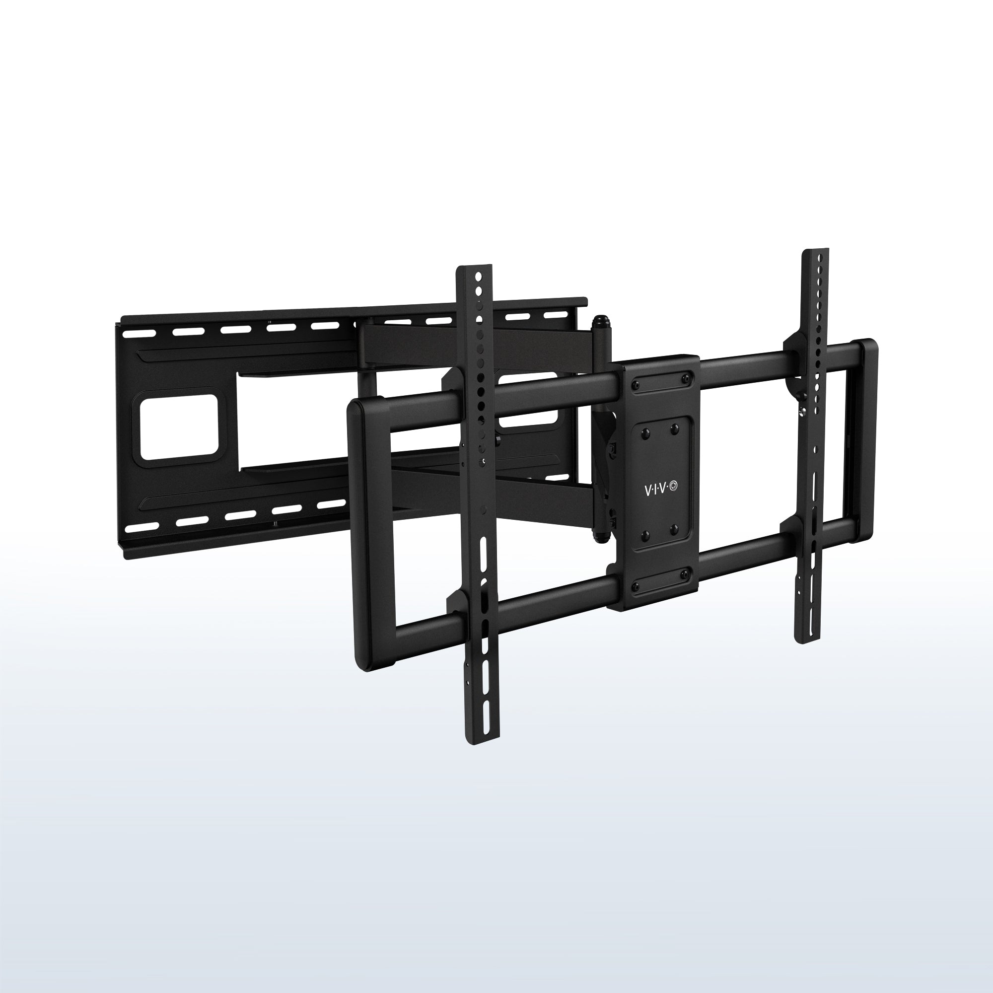 Black TV wall mount on a white background