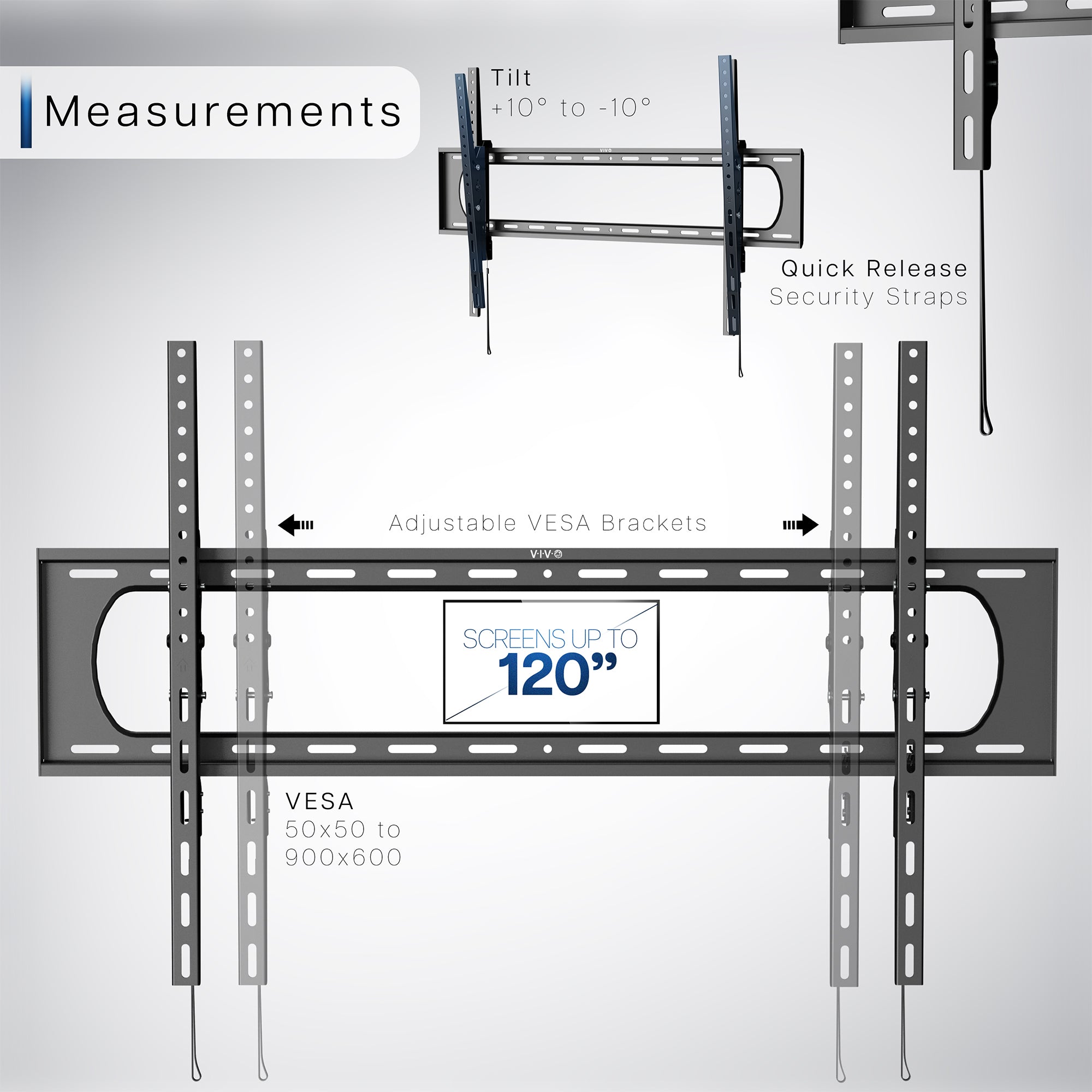 Heavy Duty Tilting Extra Large 60" to 120" TV Wall Mount
