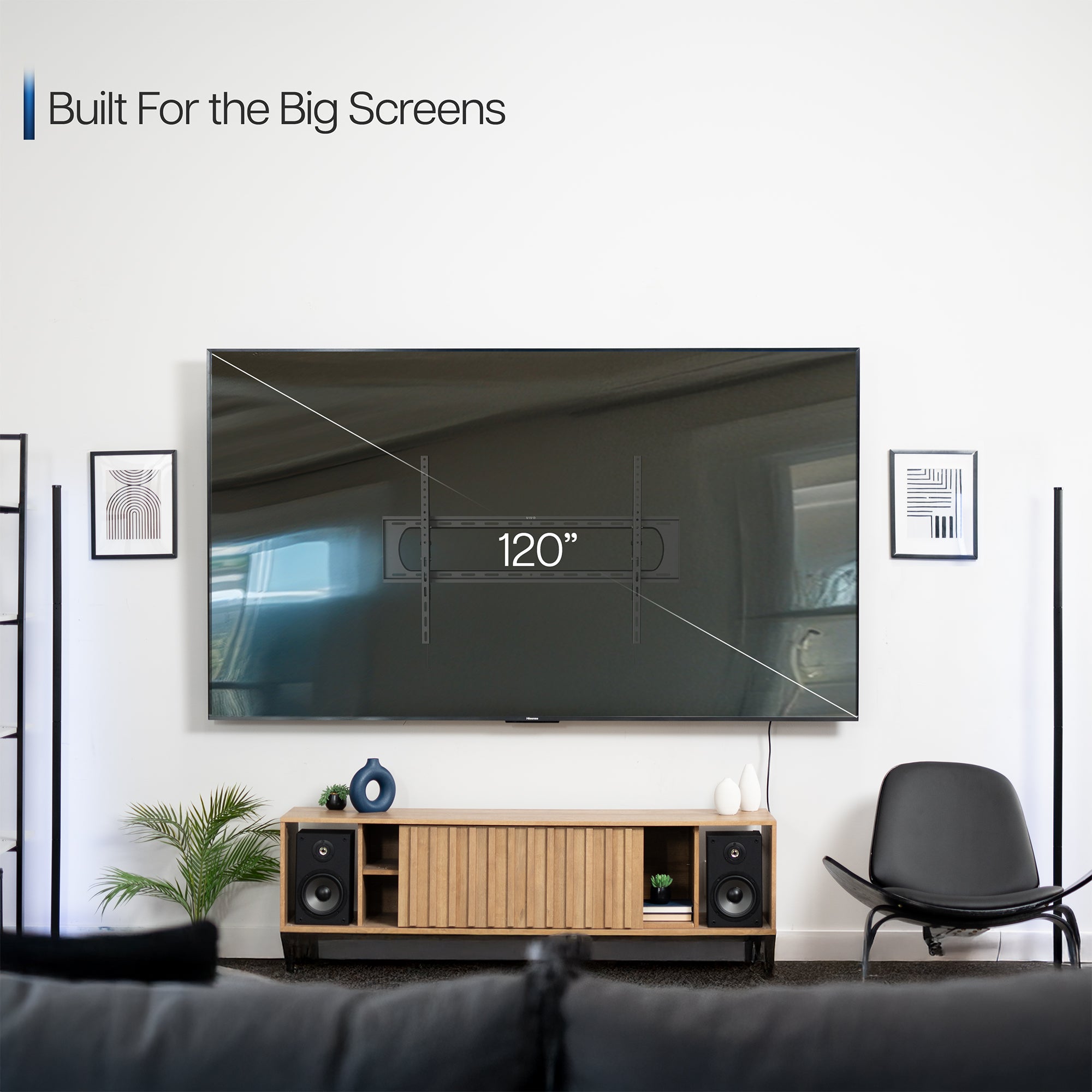 A black heavy duty tilting TV wall mount designed for extra large screens.