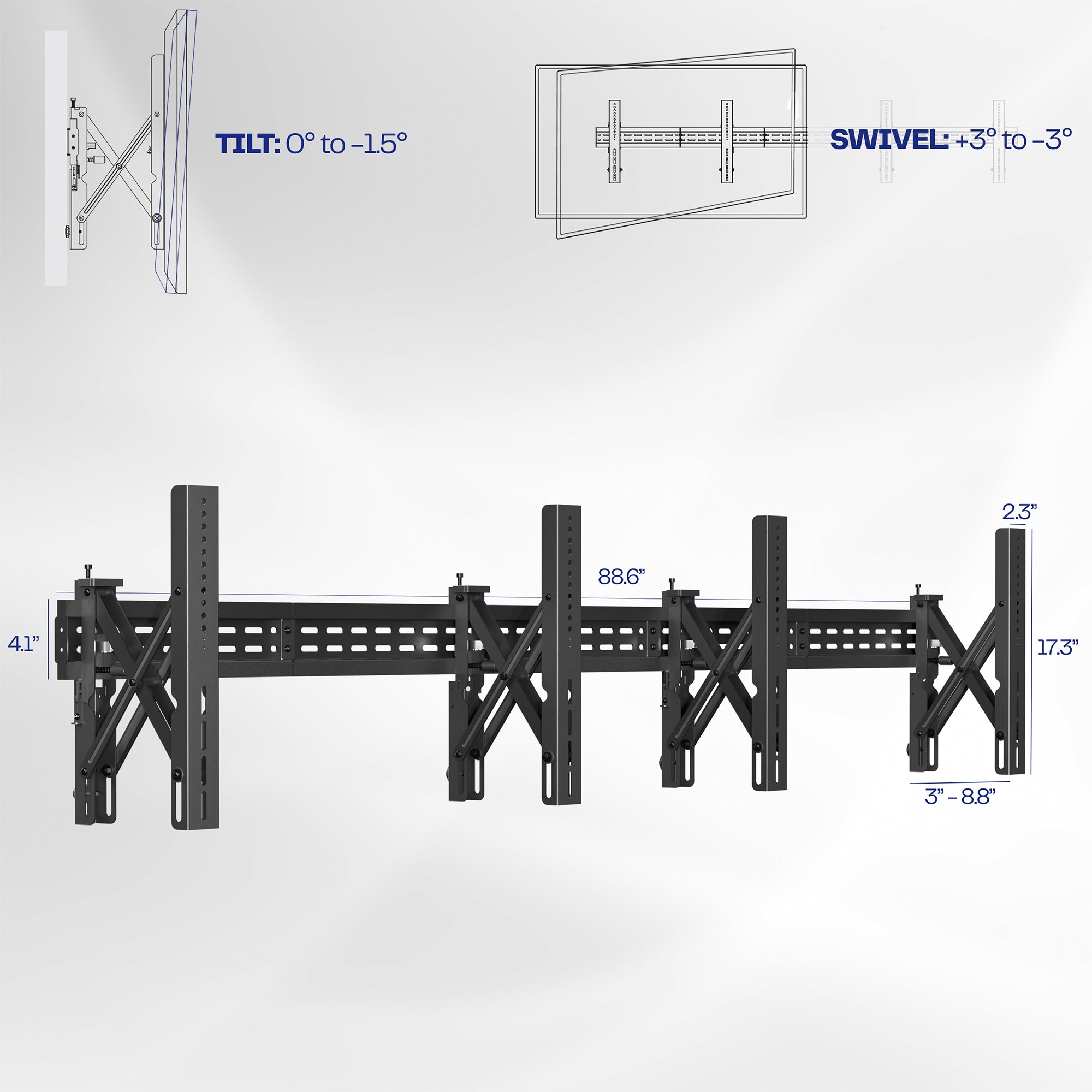 Pop-Out 1x2 Video Wall Mounts for 37” to 90” TVs