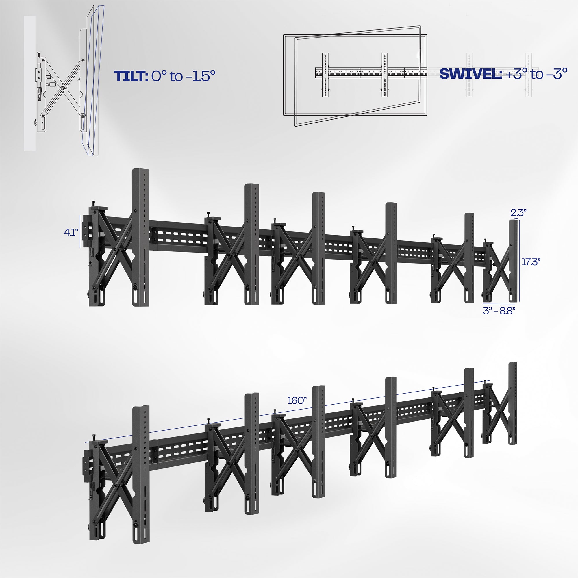 Pop-Out 2x3 Video Wall Mounts for 37” to 90” TVs