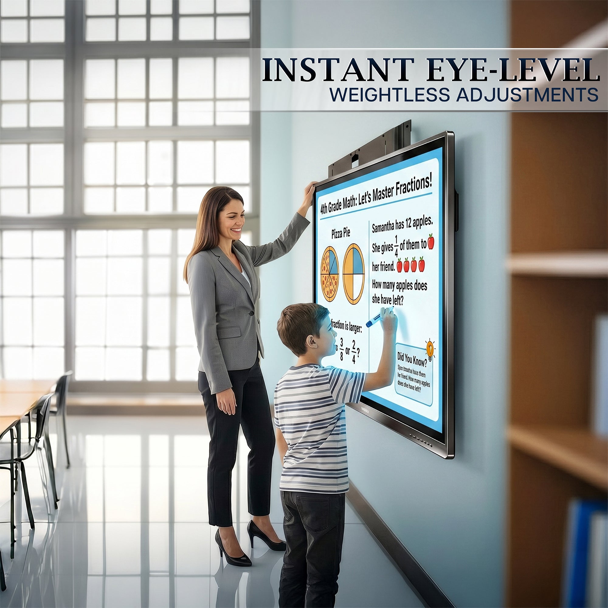 PRO Manual Height Adjustable TV and Display Wall Mount instant eye-level adjustments