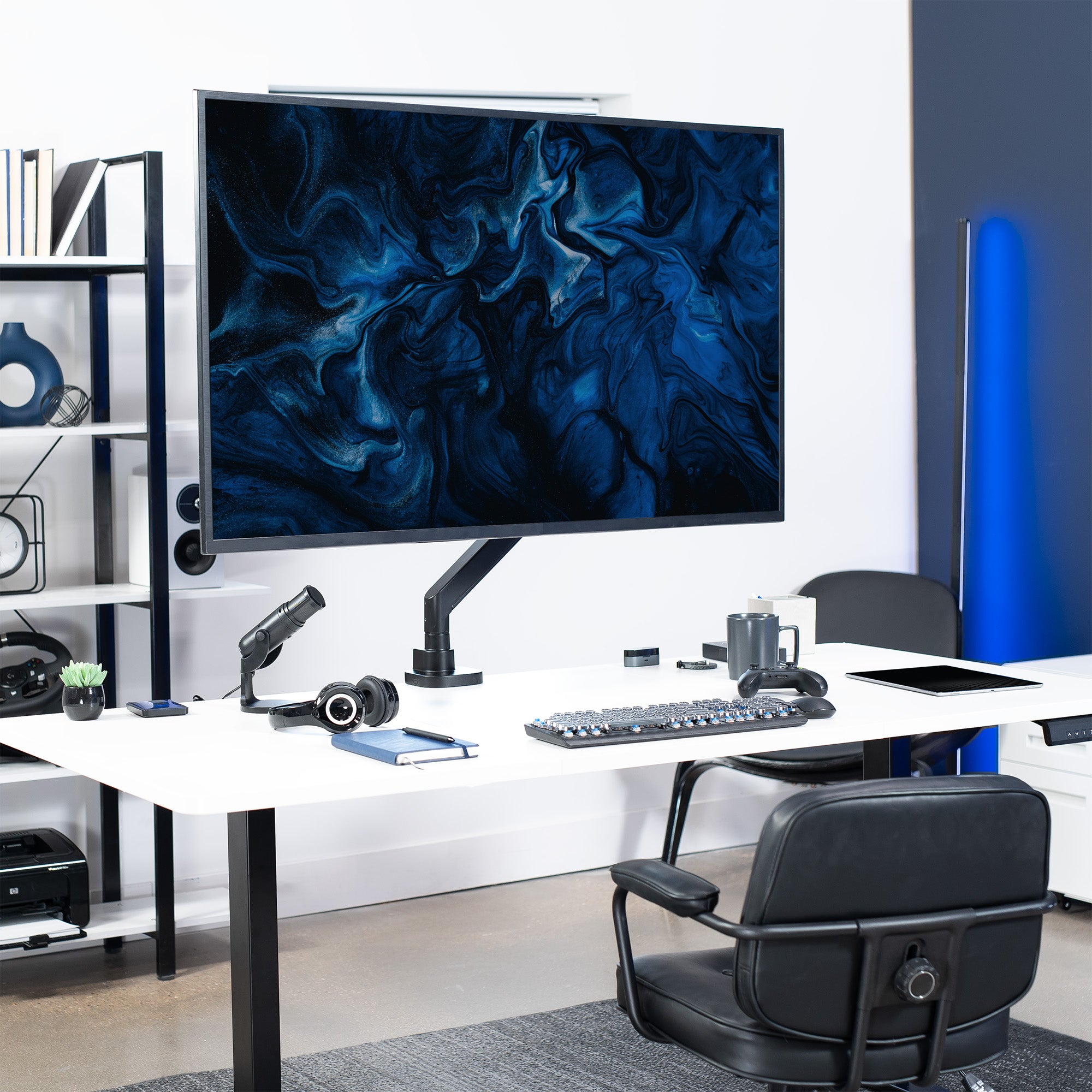 Pneumatic Arm Single Ultrawide Monitor Desk Mount - Up to 57" Screens