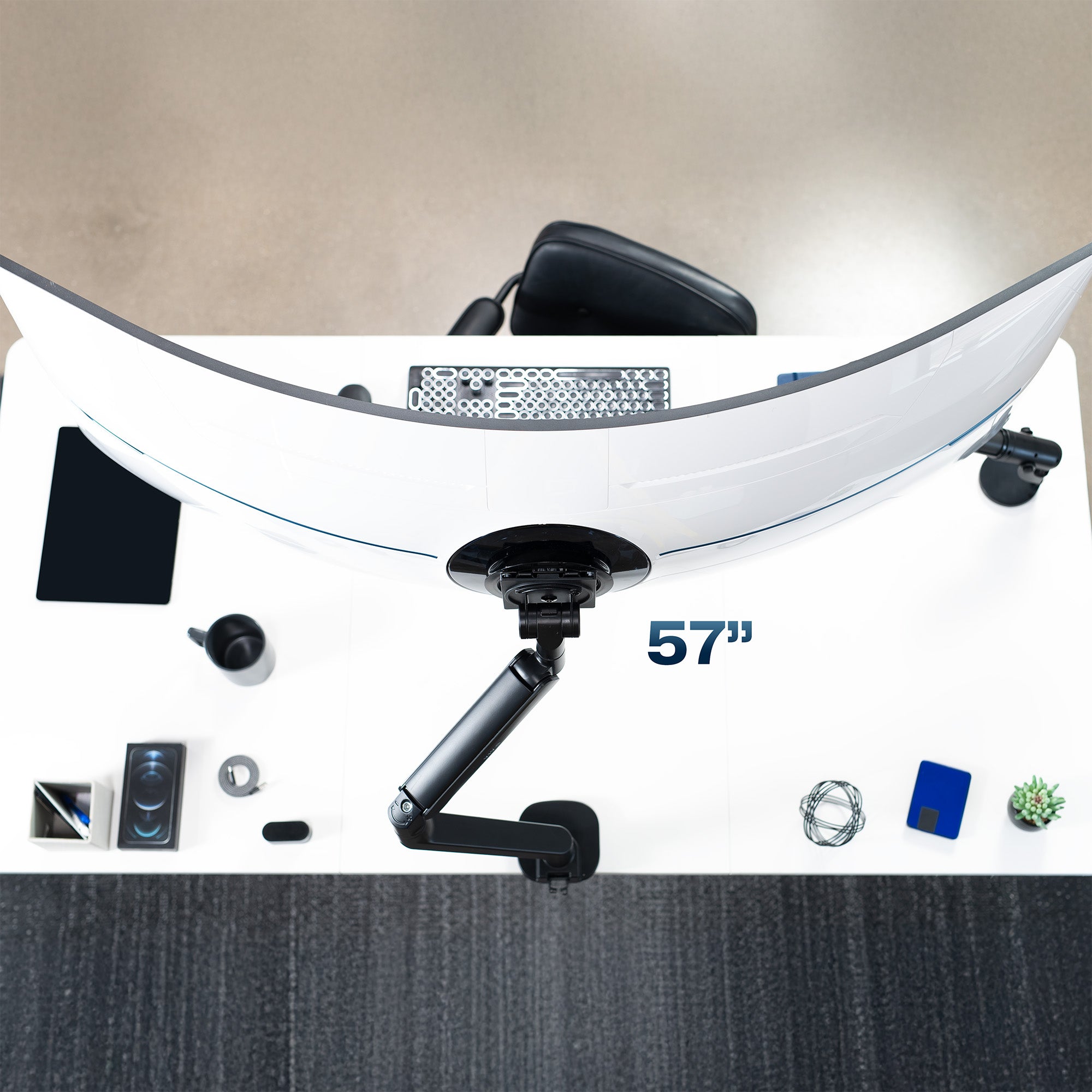 Pneumatic Arm Single Ultrawide Monitor Desk Mount - Up to 57" Screens