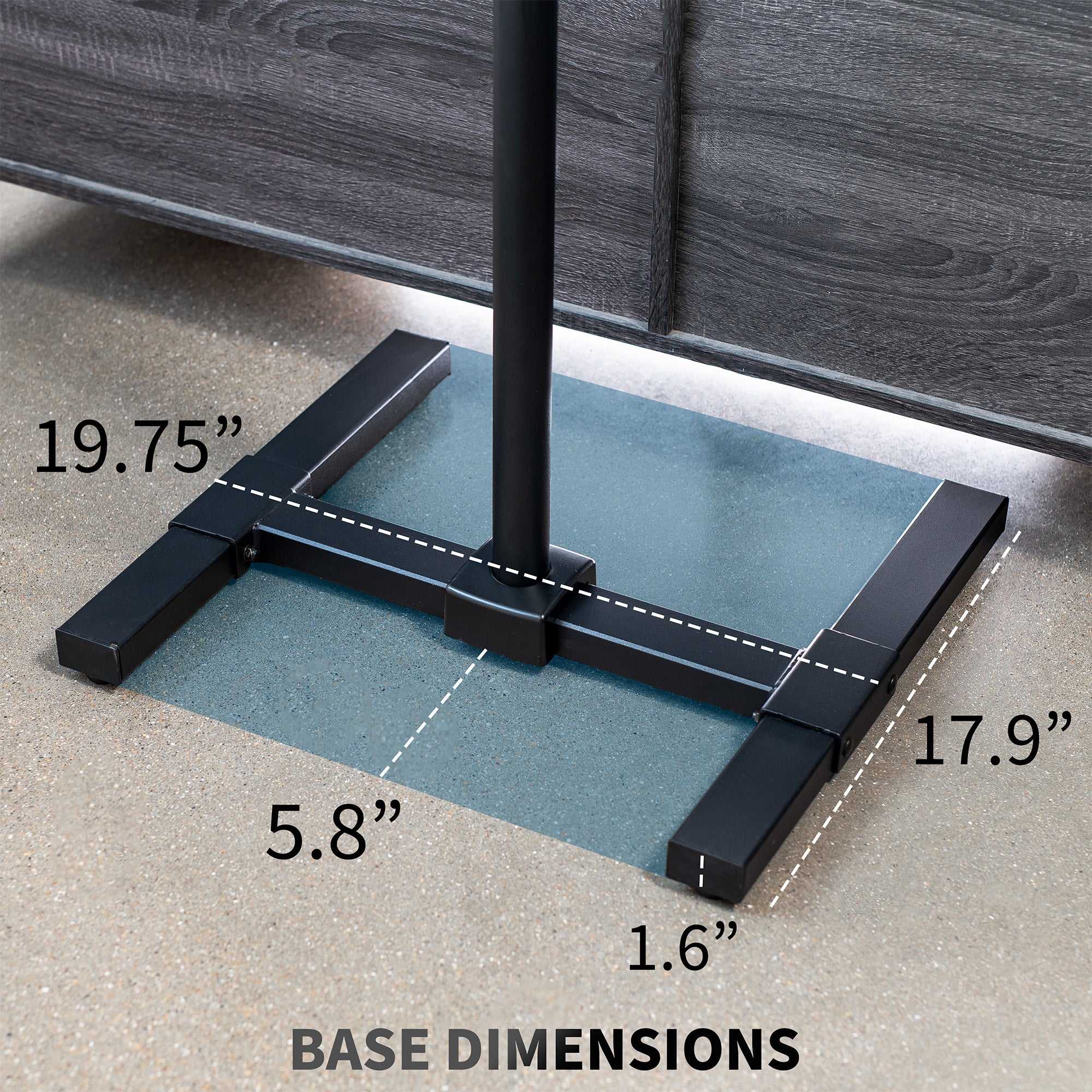 Sturdy height adjustable TV stand with tilt and leveling feet.