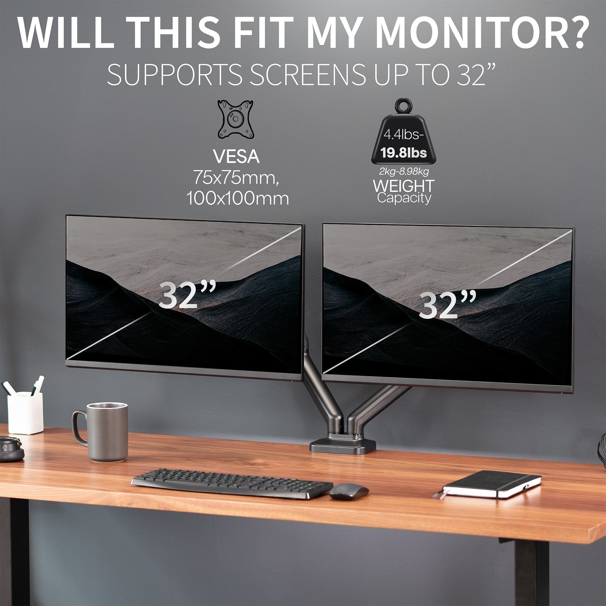 Mechanical Arm Dual 17" to 32" Monitor Desk Mount