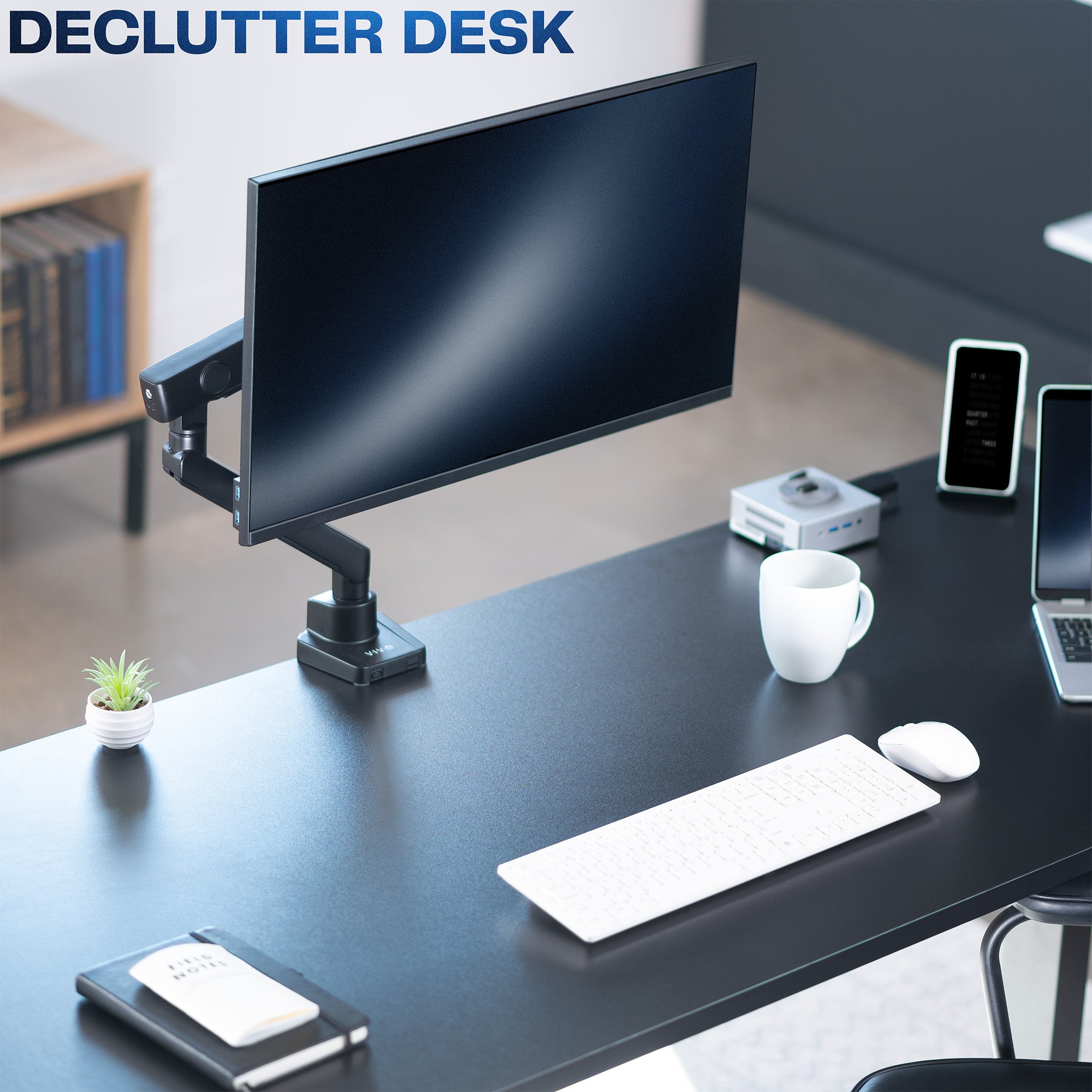 Pneumatic Arm Single Monitor Desk Mount