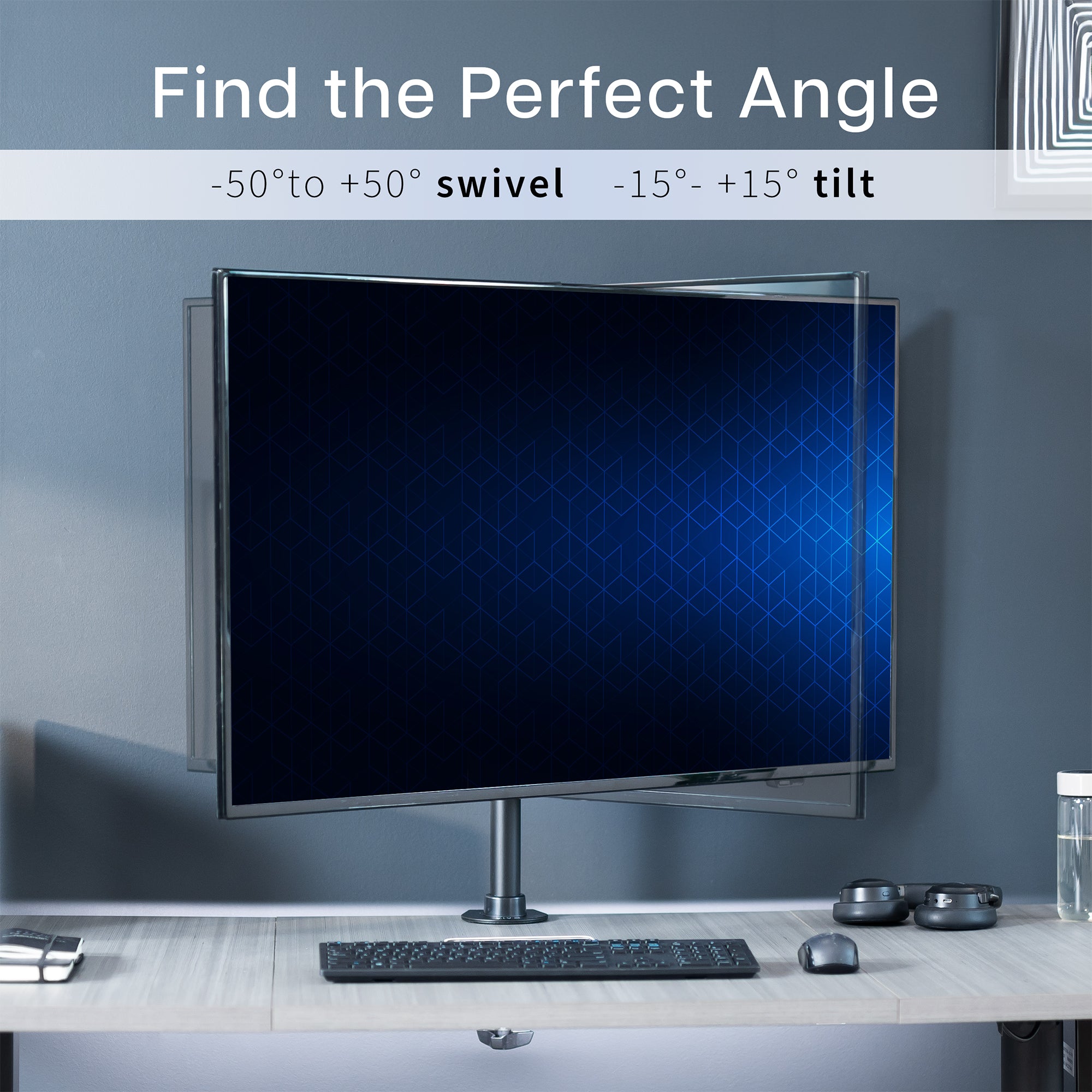 Find the perfect viewing angle with tilt, swivel, and height adjustment.
