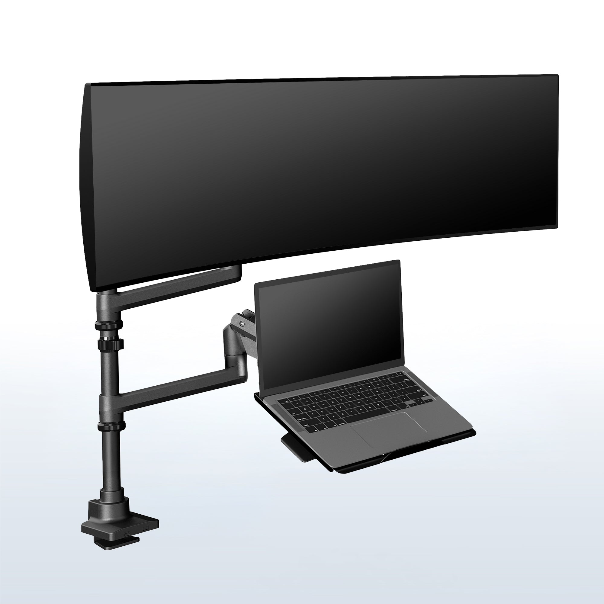 Pneumatic Arm Ultrawide Monitor and Laptop Extra Tall Desk Mount