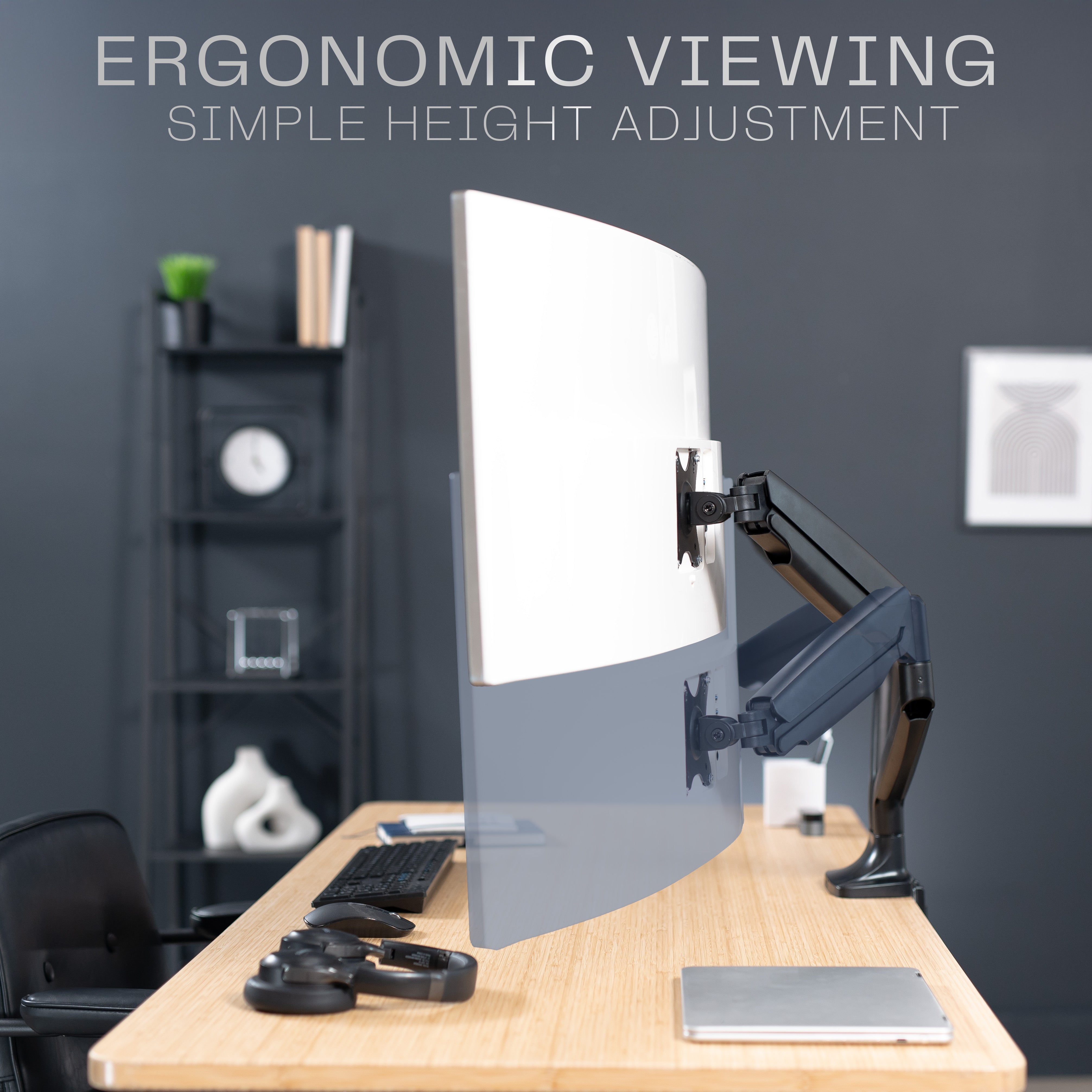 Pneumatic Arm Dual Ultrawide Monitor Desk Mount - Up to 40" Screens