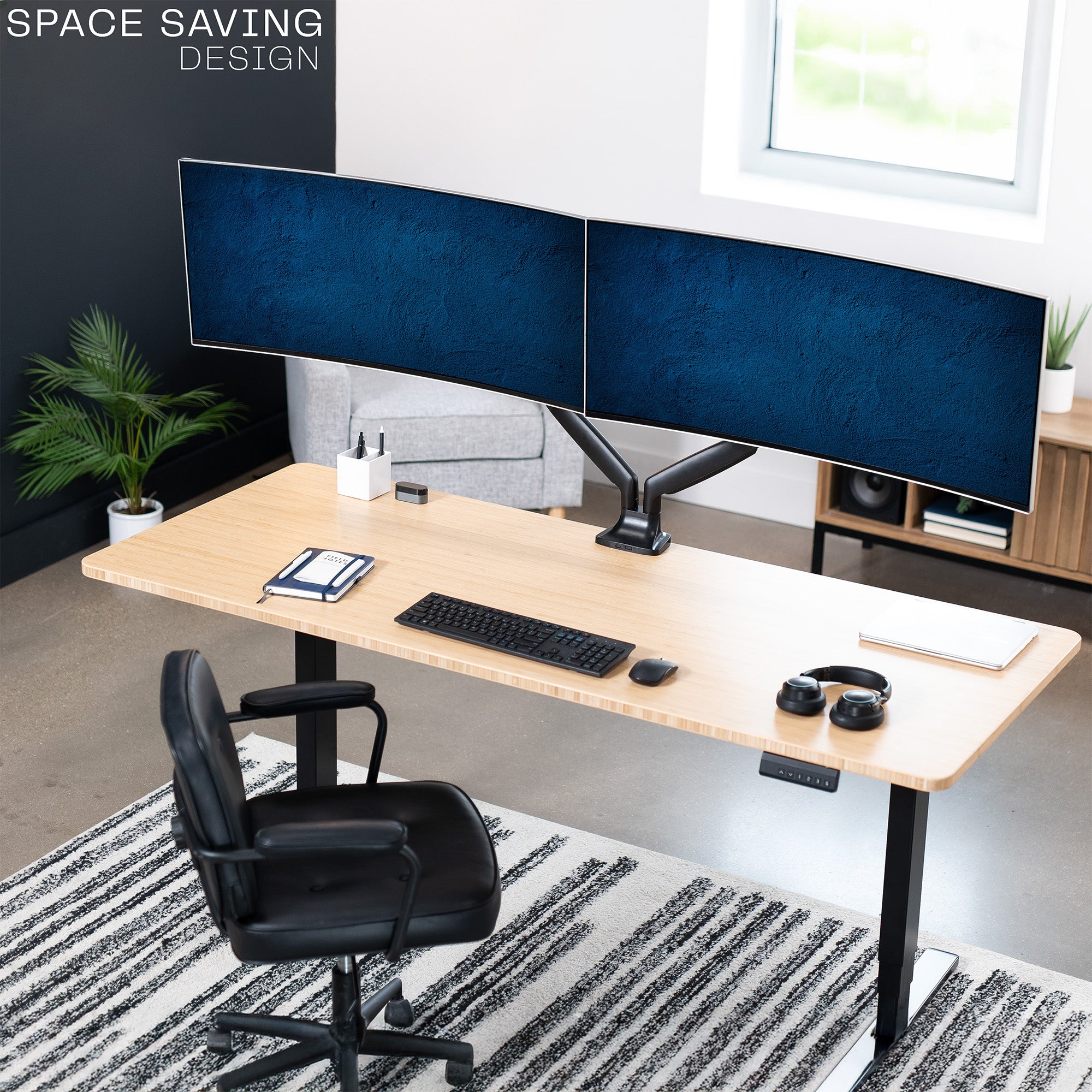 Pneumatic Arm Dual Ultrawide Monitor Desk Mount - Up to 40" Screens