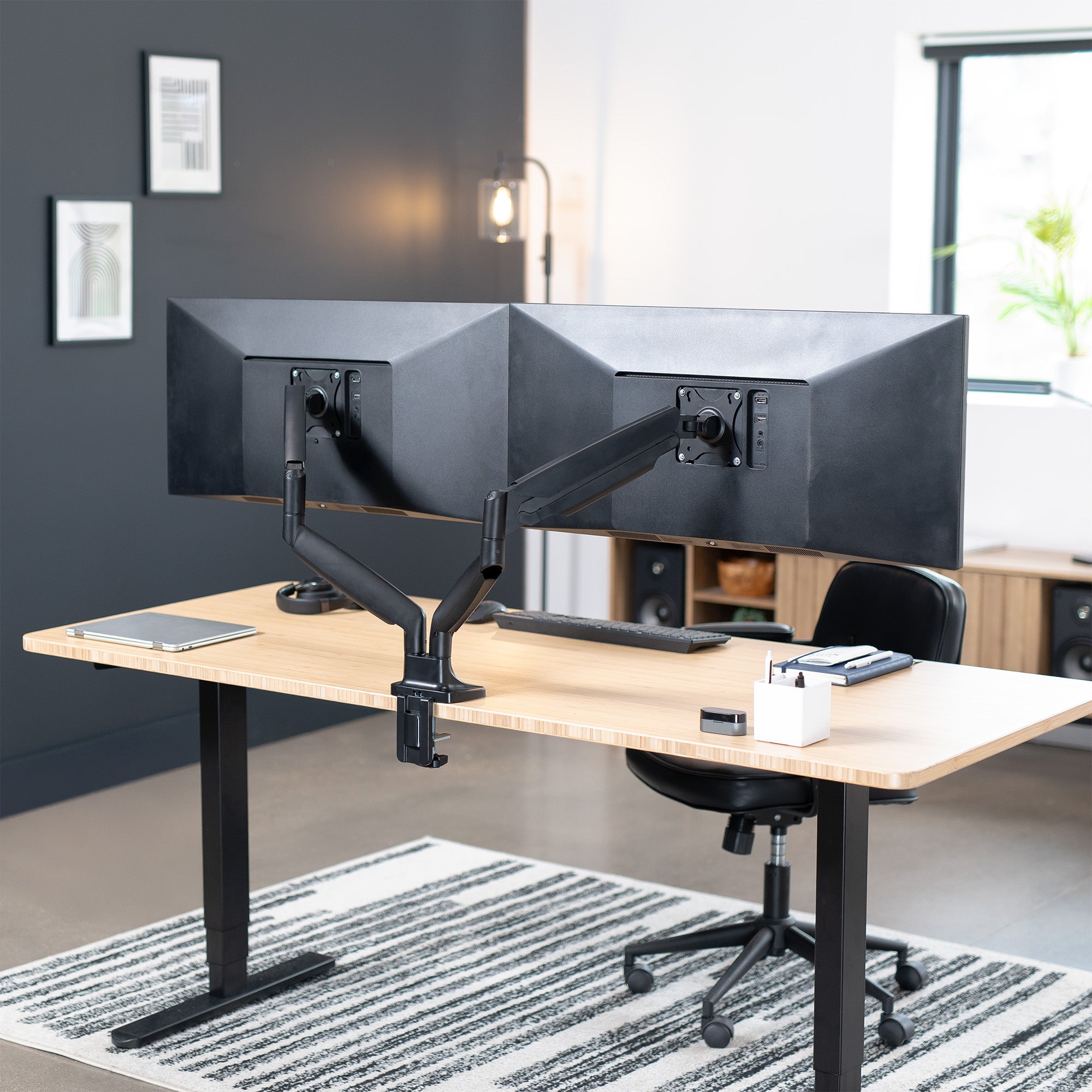 Pneumatic Arm Dual Ultrawide Monitor Desk Mount - Up to 40" Screens