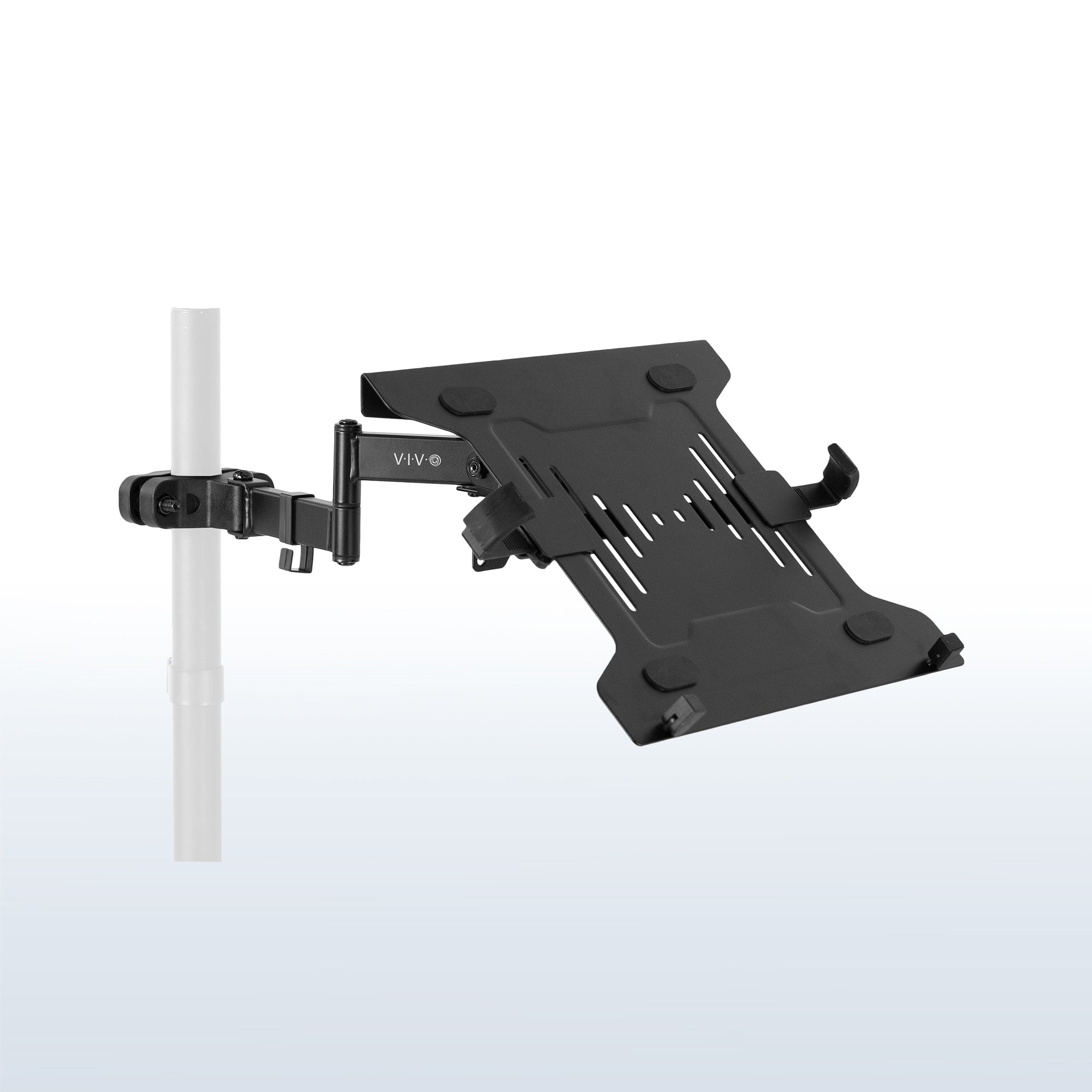 Pole mount laptop arm with VESA plate adapter.